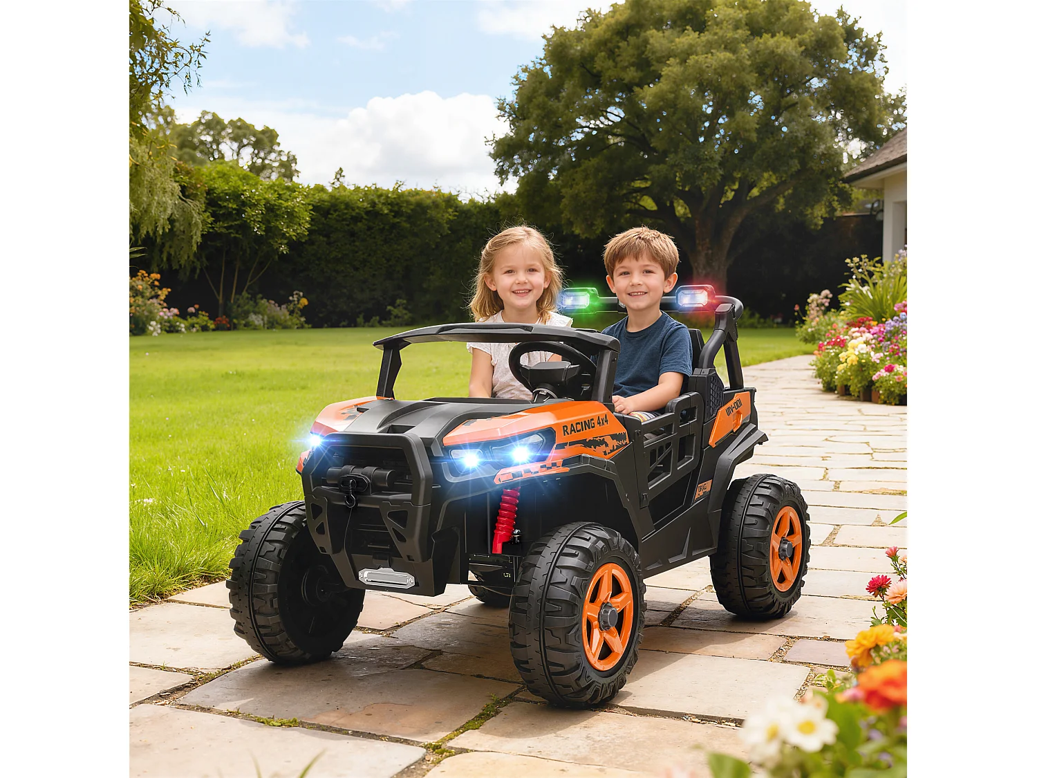 Macchina elettrica per bambini con telecomando arancione