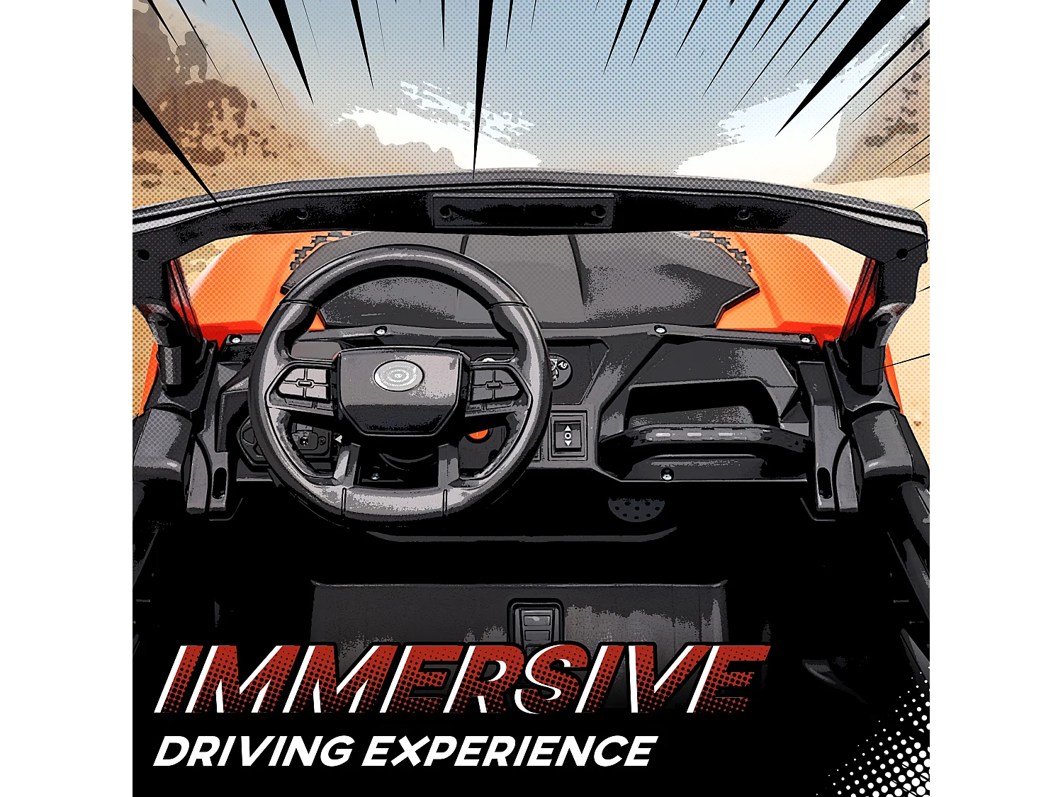 Macchina elettrica per bambini con telecomando arancione