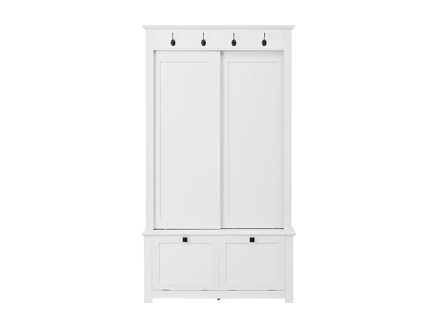 Schuhschrank/Flurschrank mit Haken – 100 x 50 x 180 cm – mit 3 Türen – MDF – weiß