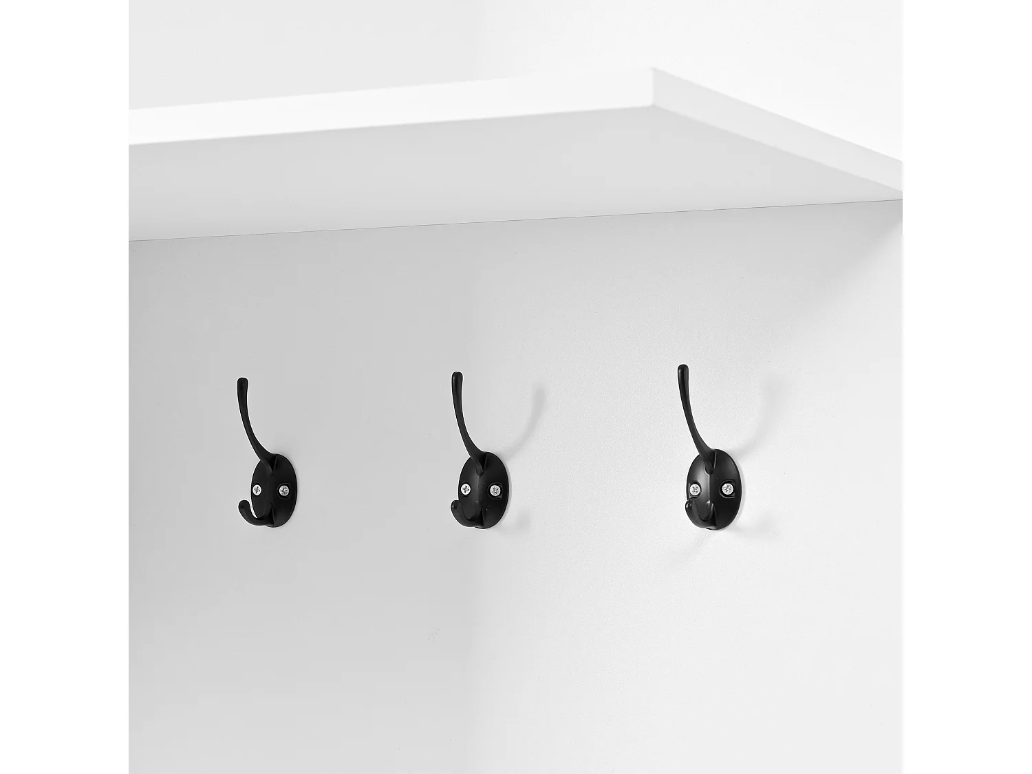 Kleiderschrank mit Spiegel und Sitzbank – 90 x 34,5 x 190 cm – mit Schuhregal, Haken und Schublade – weiß