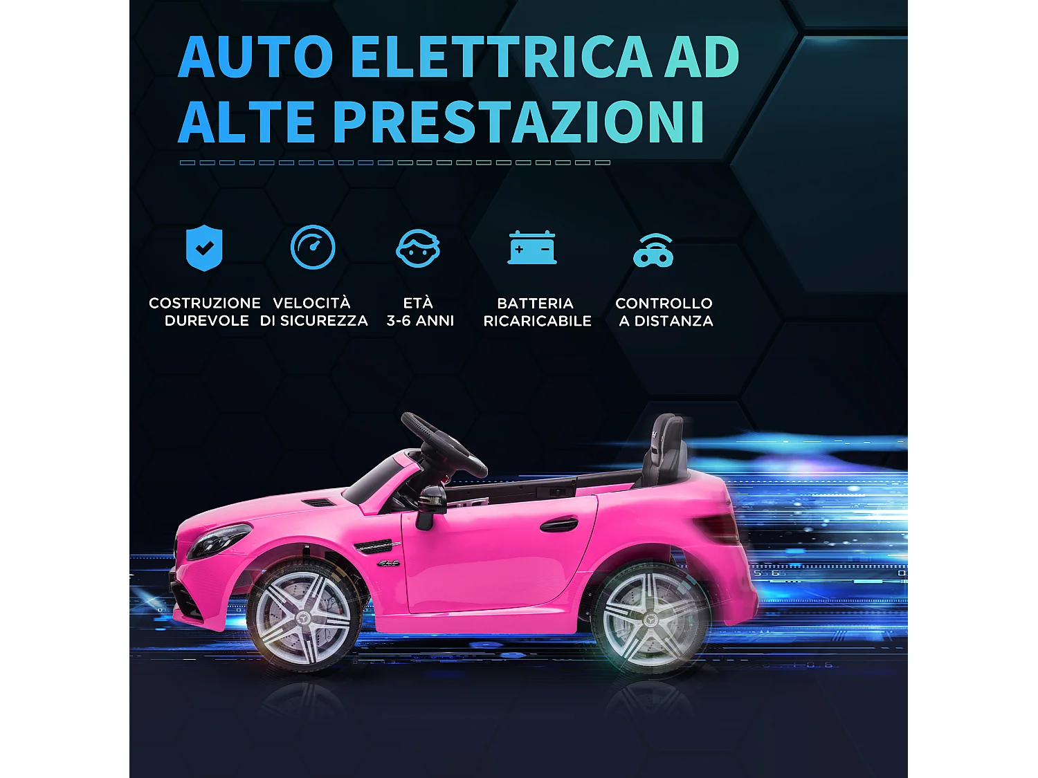 Macchina elettrica per bambini 3-6 anni con telecomando