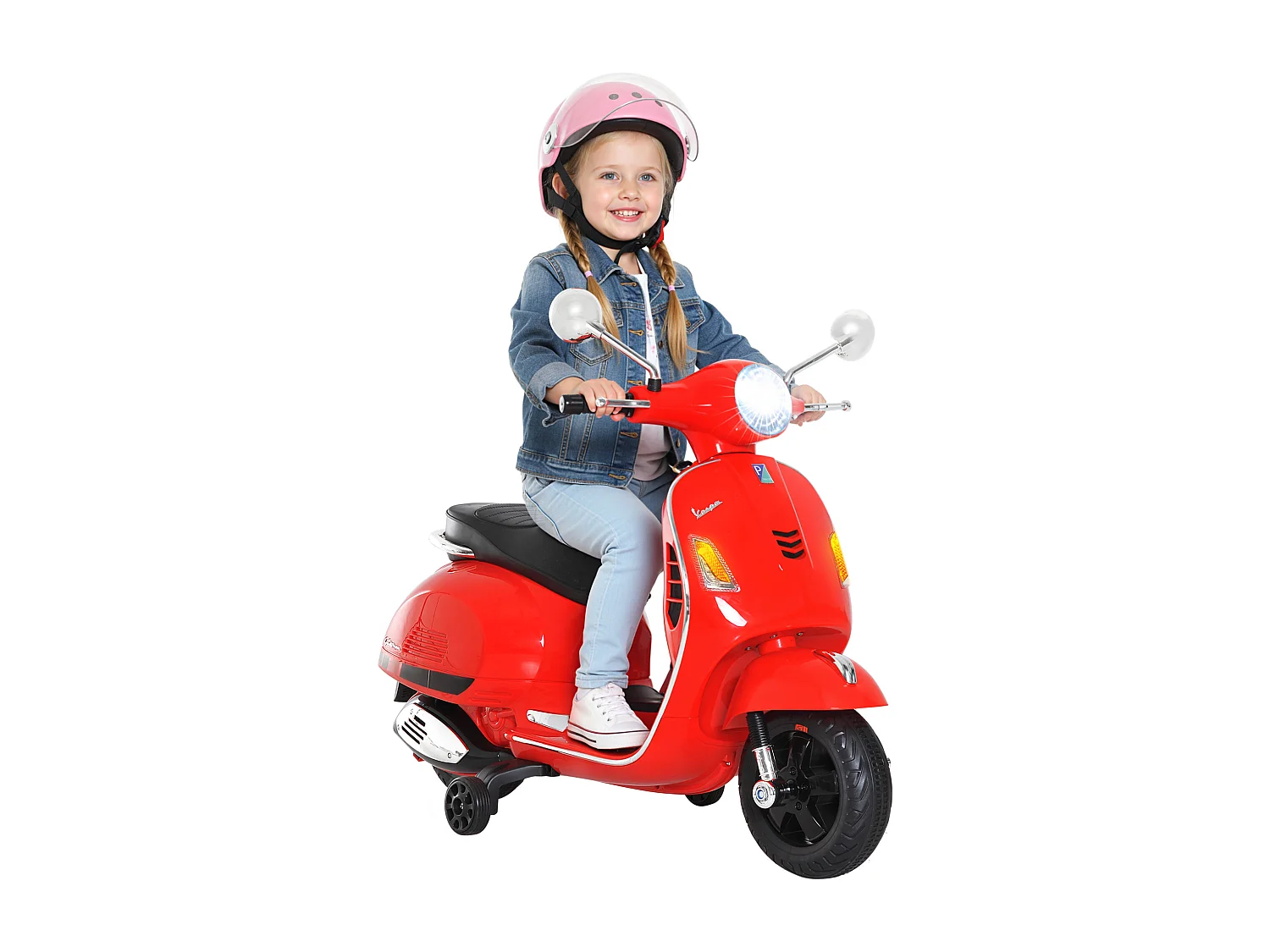 Moto elettrica per bambini 3-6 anni design vespa con suoni rosso