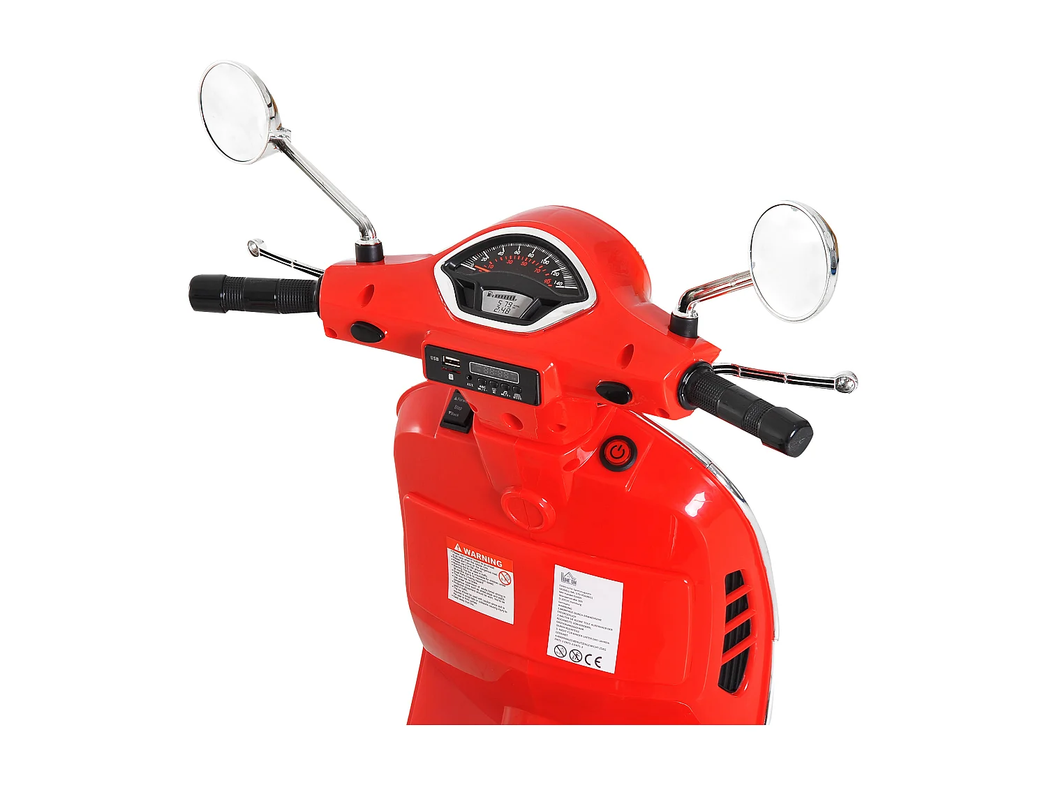 Moto elettrica per bambini 3-6 anni design vespa con suoni rosso