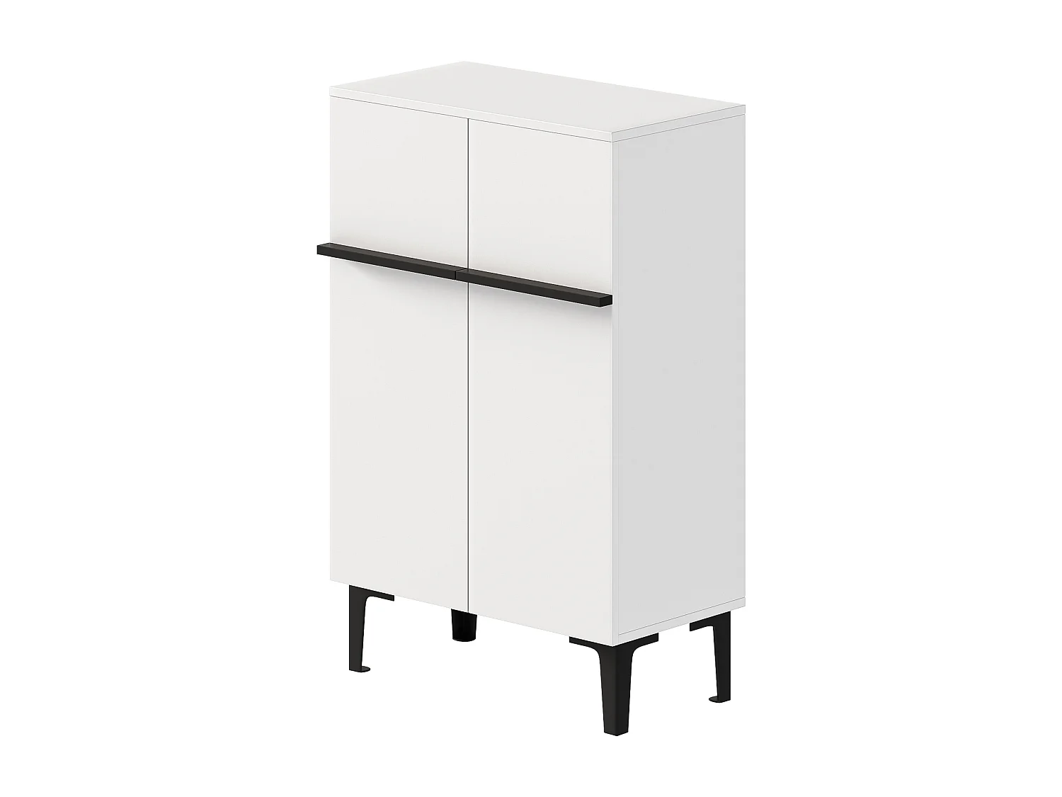 Meuble à chaussures moderne pour l'entrée - 60 x 34.5 x 95 cm - avec 2 porte et étagères réglables - aggloméré - blanc