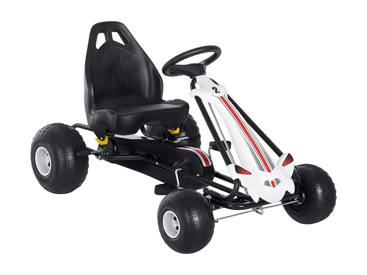 Go-kart a pedali per bambini con freno e frizione bianco e nero