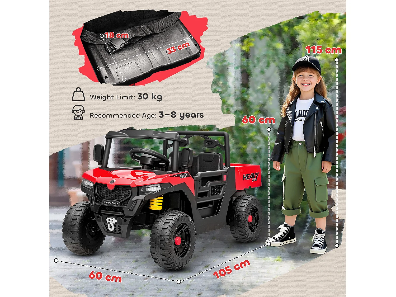 Macchina elettrica per bambini 12v con telecomando e bagagliaio rosso