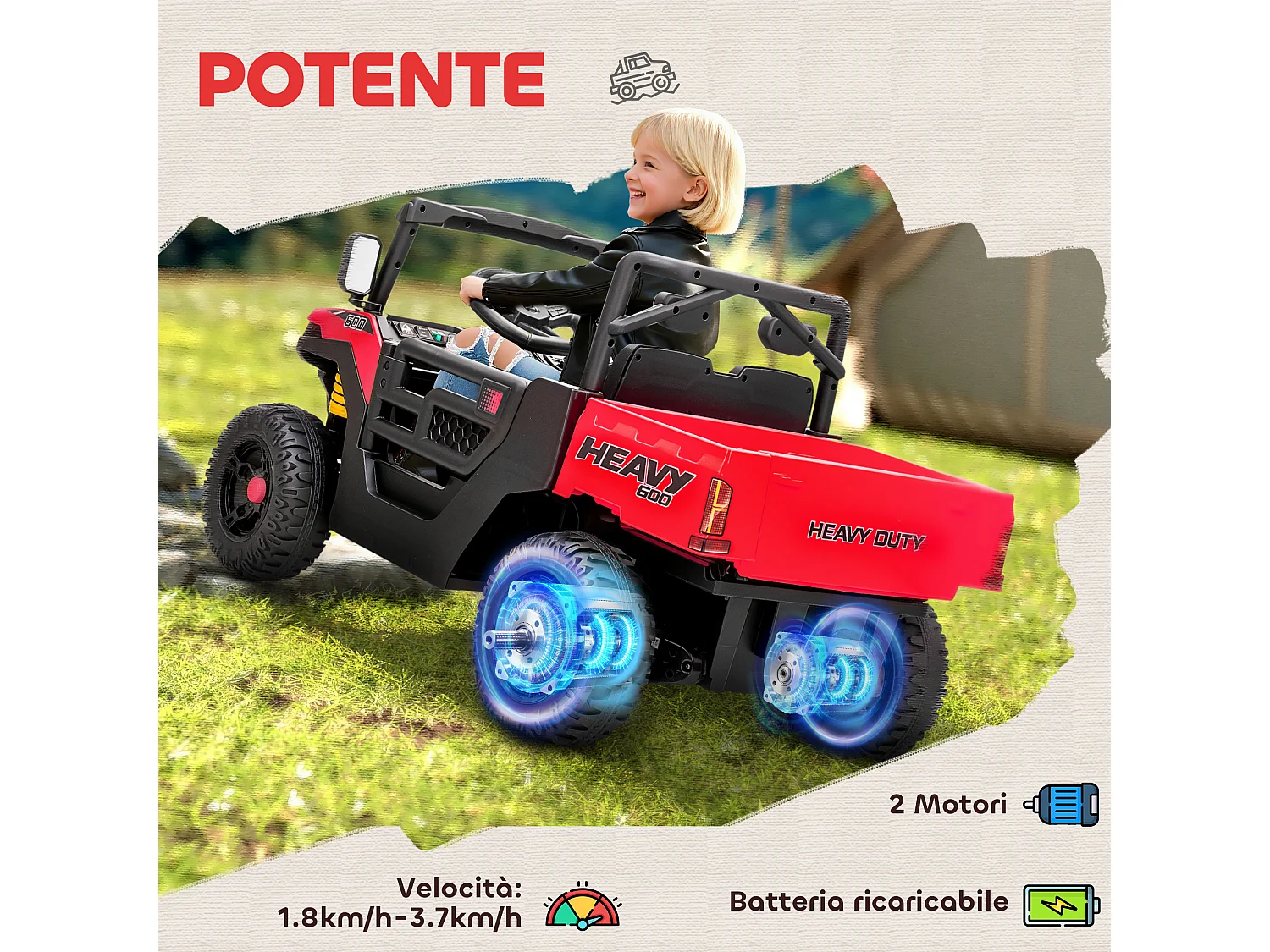 Macchina elettrica per bambini 12v con telecomando e bagagliaio rosso
