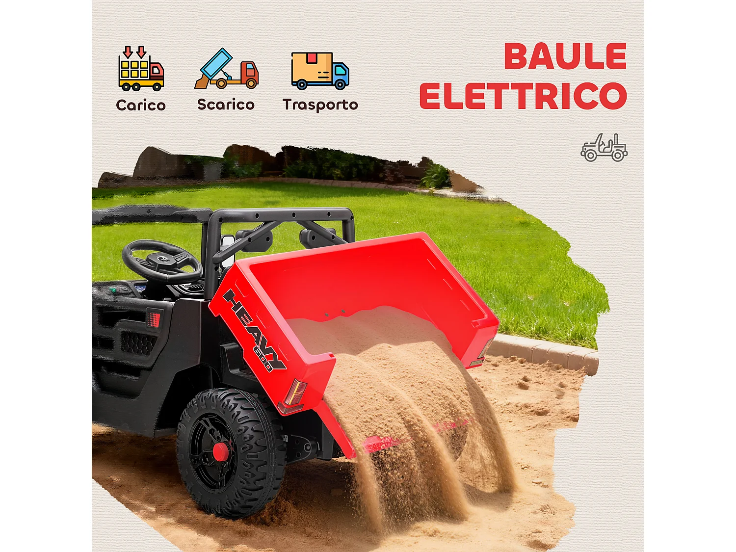 Macchina elettrica per bambini 12v con telecomando e bagagliaio rosso
