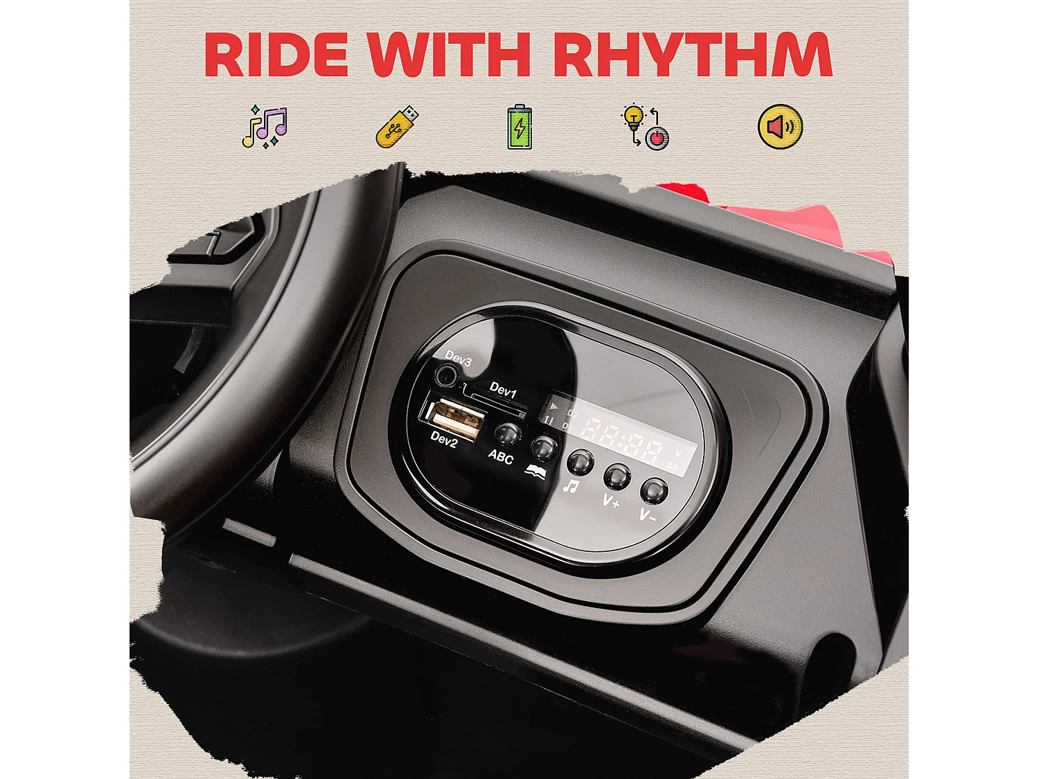 Macchina elettrica per bambini 12v con telecomando e bagagliaio rosso