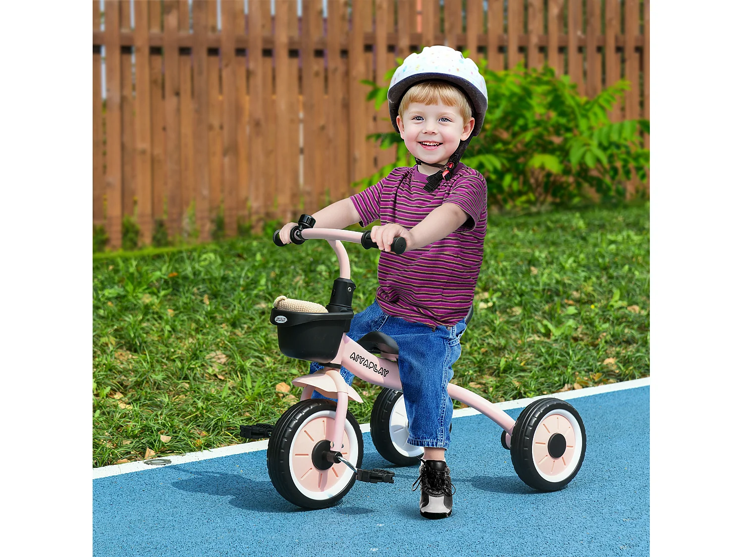 Triciclo per bimbi 2-5 anni regolabile con campanello rosa