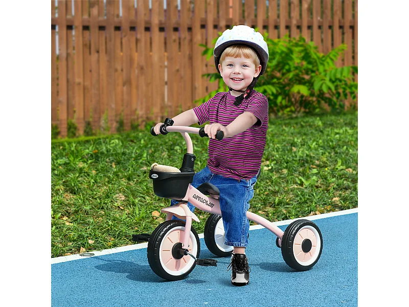 Triciclo per bimbi 2-5 anni regolabile con campanello rosa