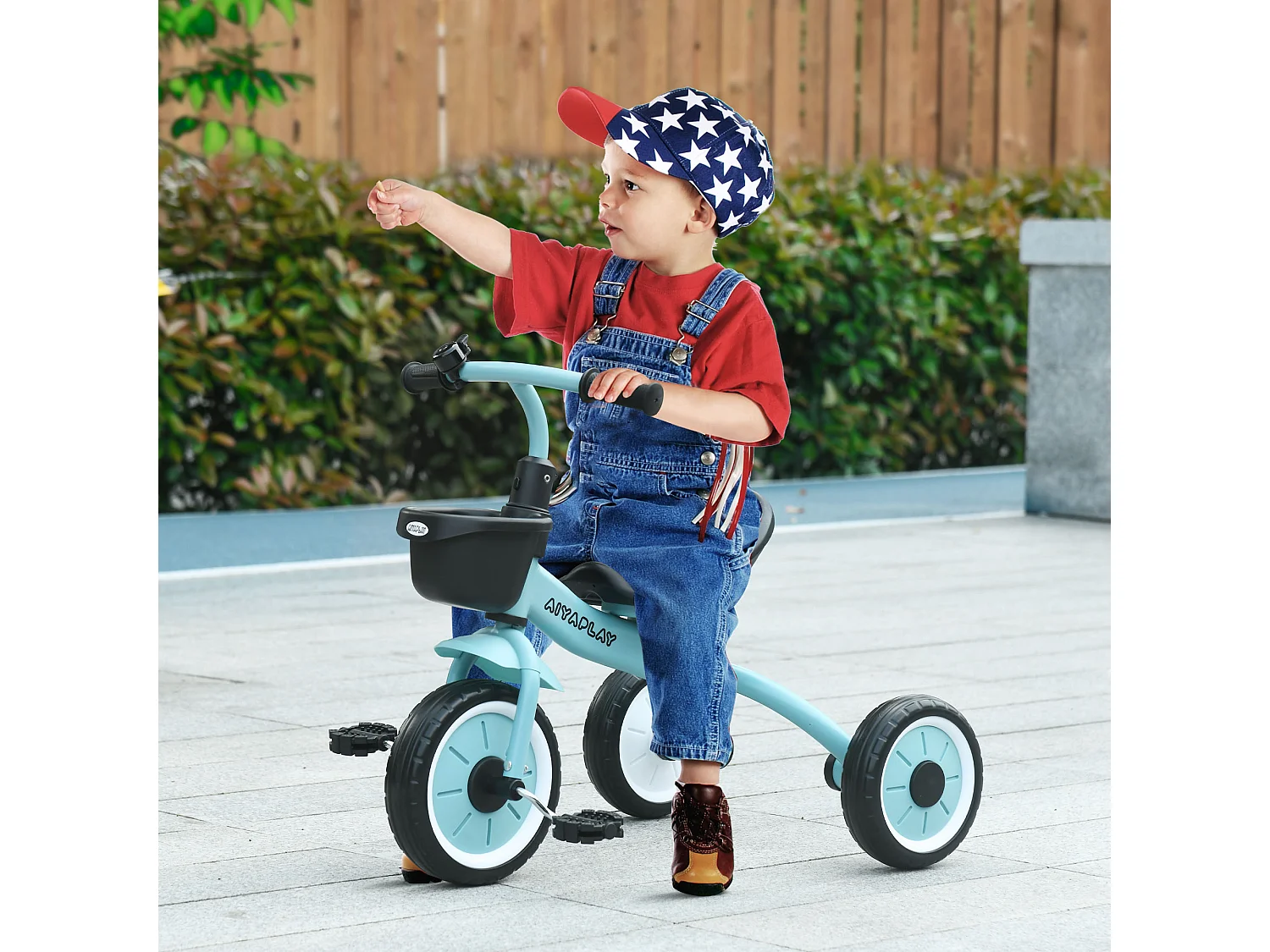 Triciclo per bimbi 2-5 anni regolabile con campanello blu