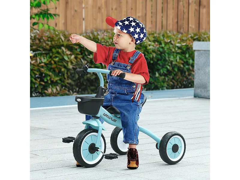 Triciclo per bimbi 2-5 anni regolabile con campanello blu