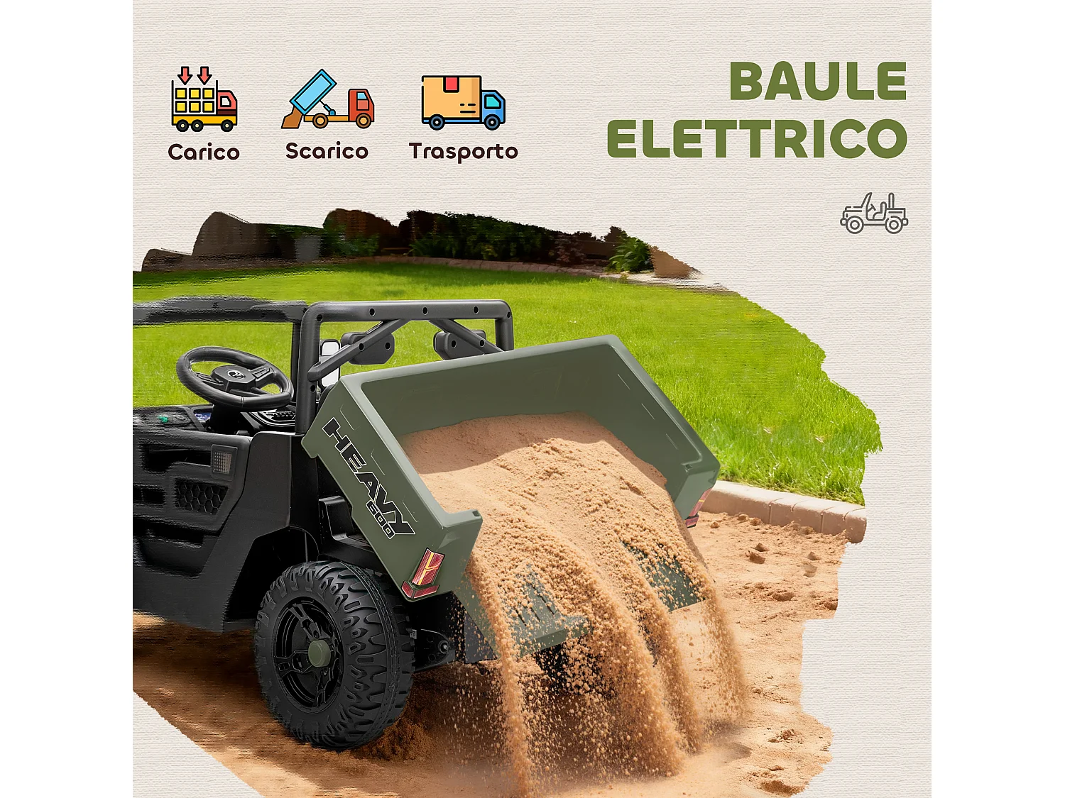Macchina elettrica per bambini 12v con telecomando e bagagliaio verde