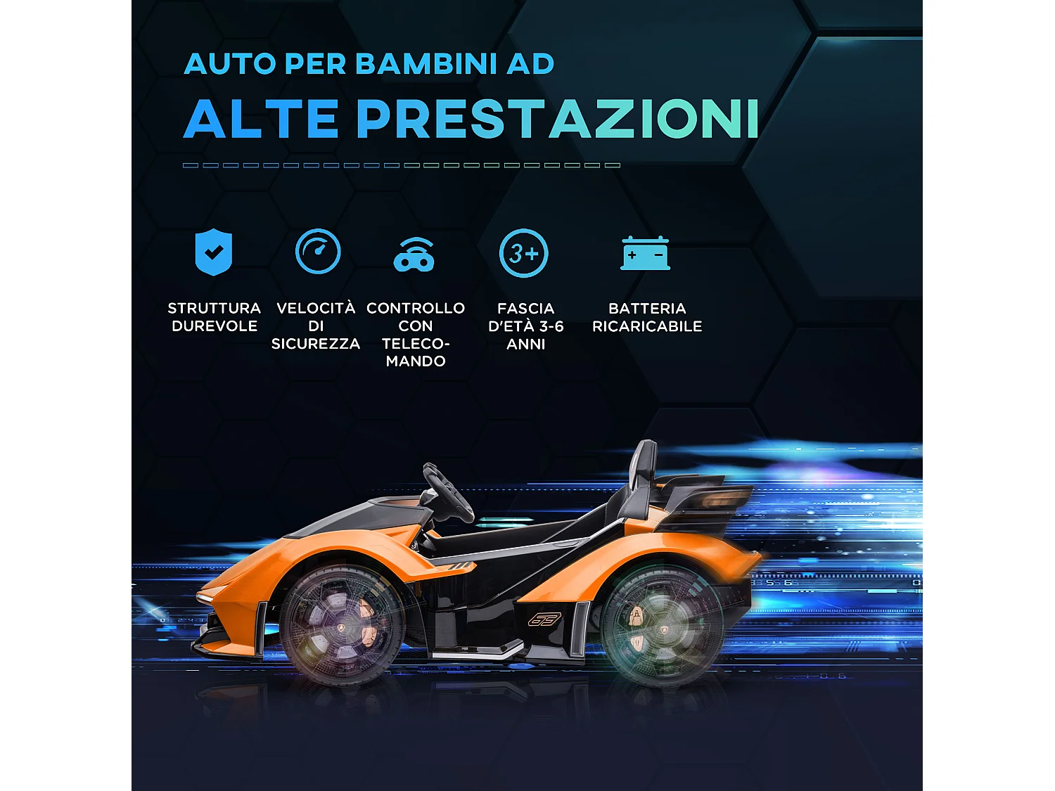 Auto elettrica bambini con telecomando lamborghini arancione