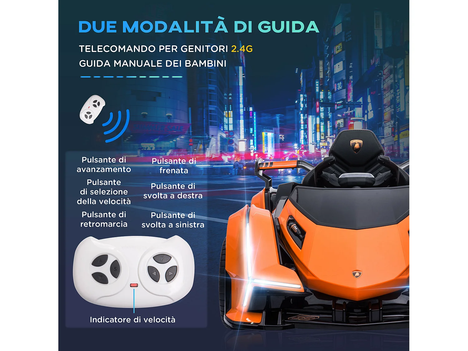 Auto elettrica bambini con telecomando lamborghini arancione