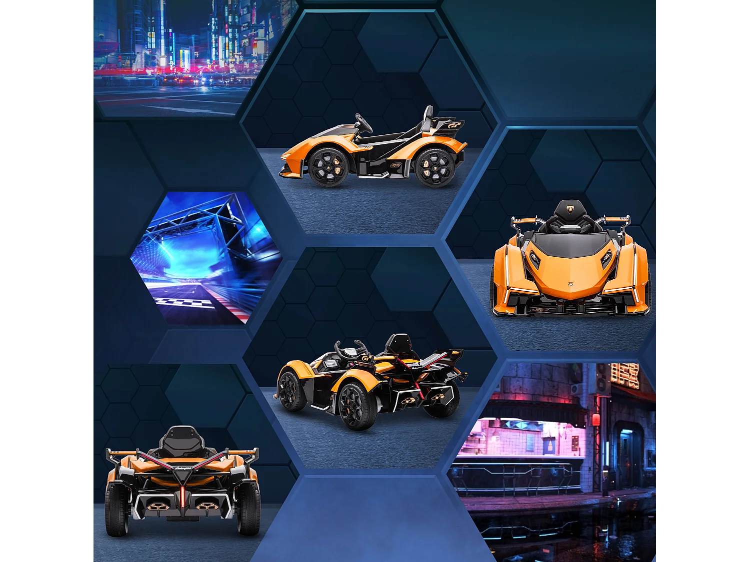 Auto elettrica bambini con telecomando lamborghini arancione