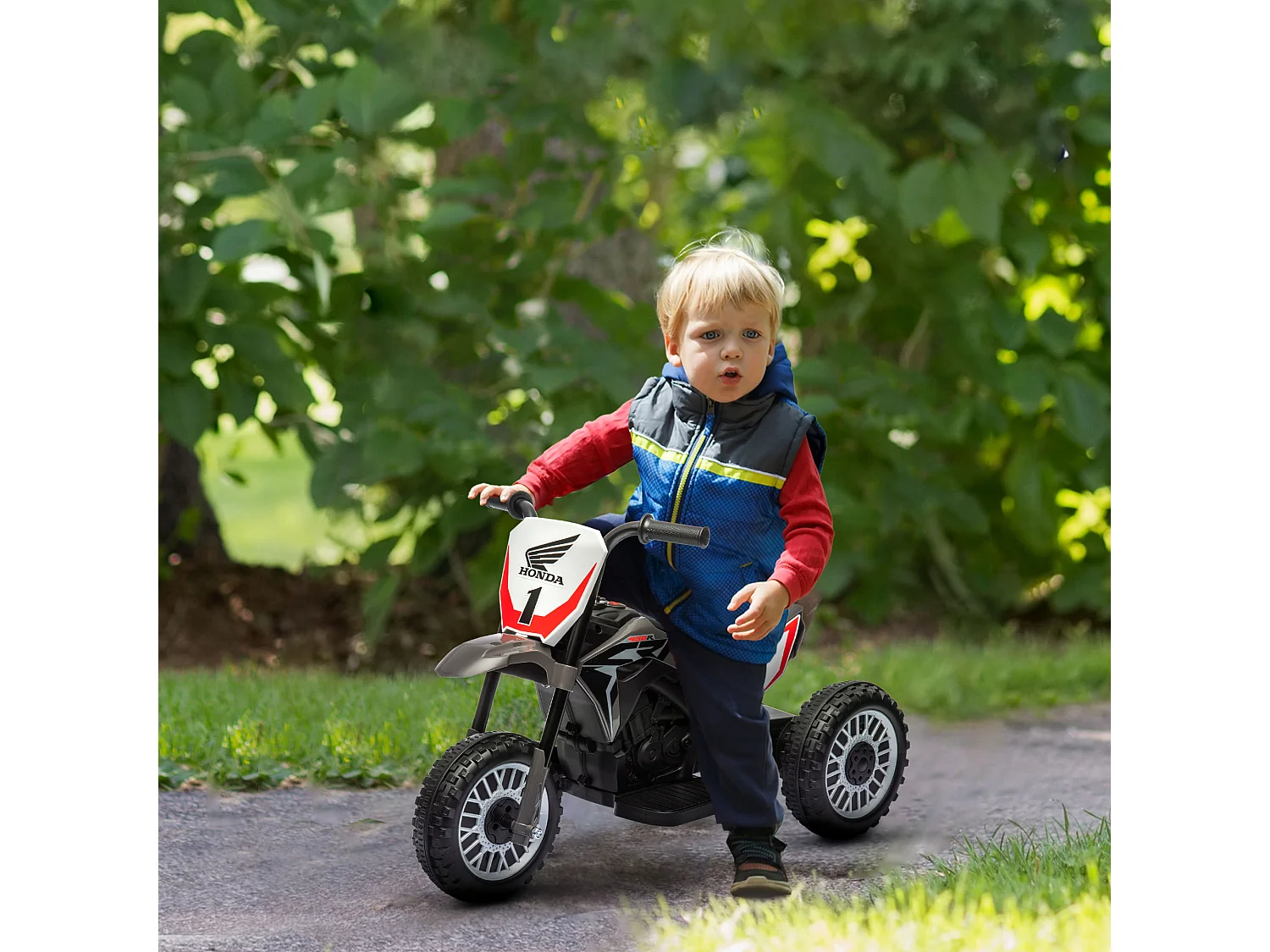 Moto da cross elettrica per bambini 18-36 mesi a 3 ruote grigia