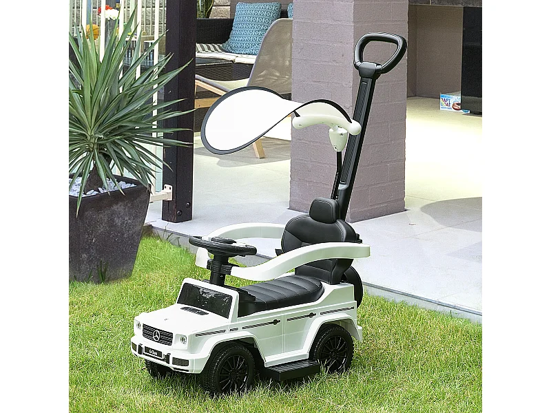 Macchina a spinta per bambini con tettuccio bianco