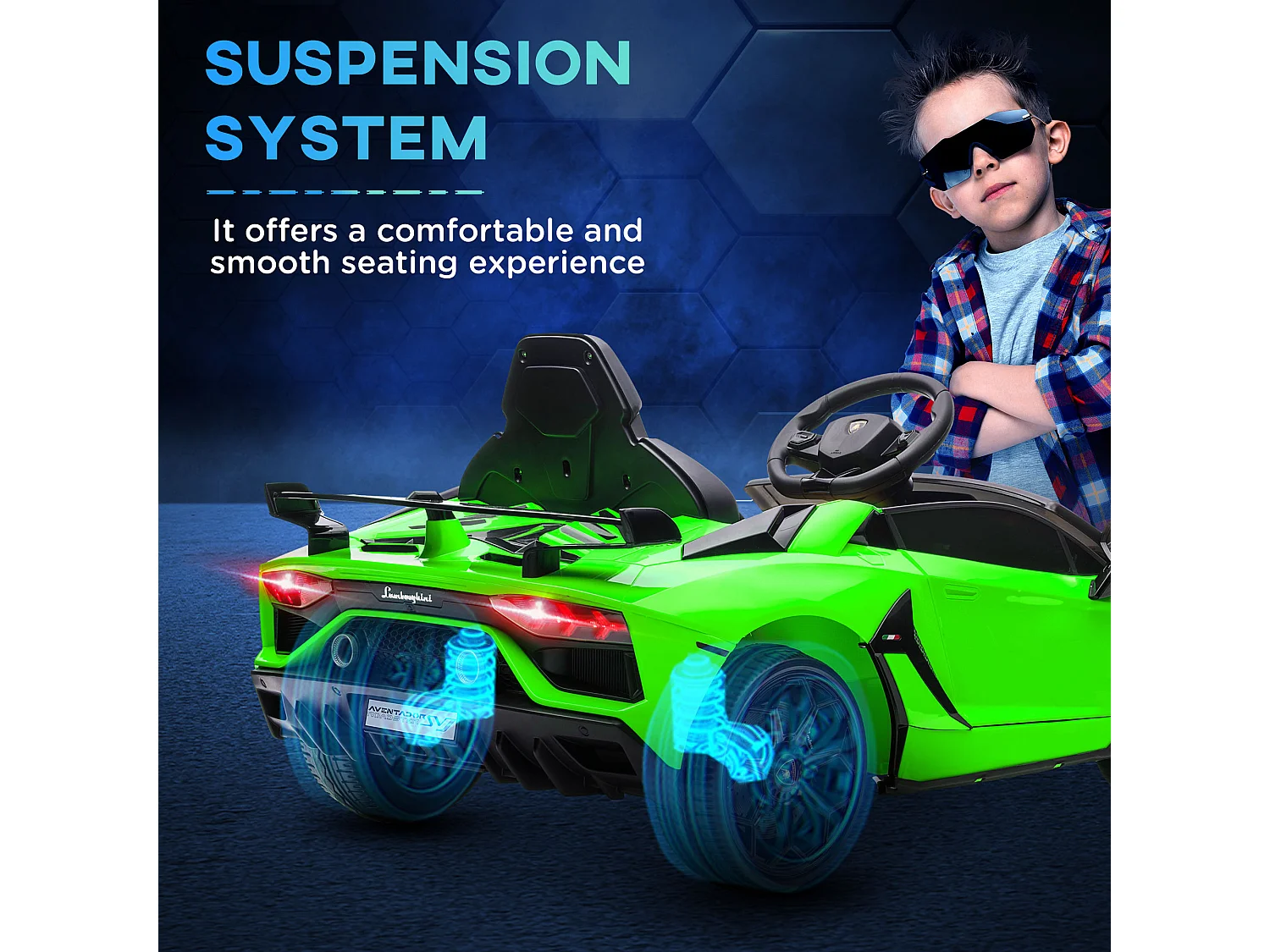 Macchina elettrica per bambini verde con telecomando