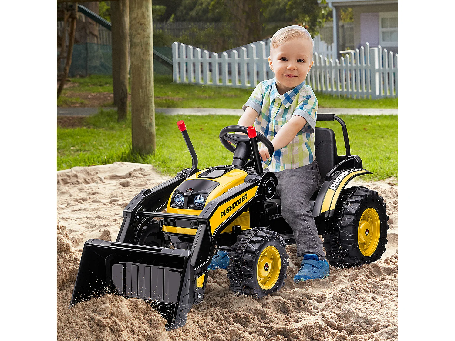 Ruspa giocattolo a batteria con suoni e luci bambini 3-5 anni