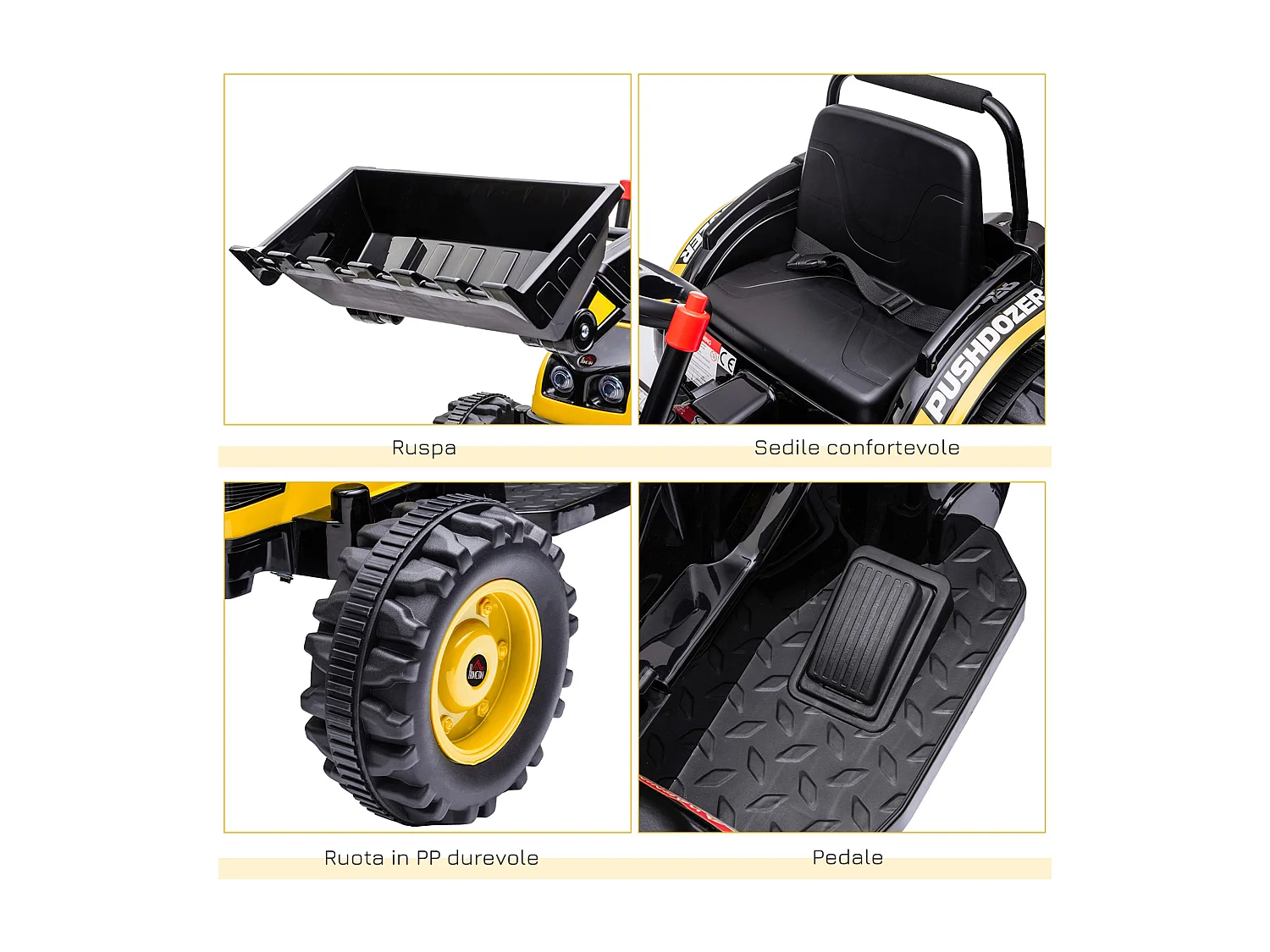 Ruspa giocattolo a batteria con suoni e luci bambini 3-5 anni