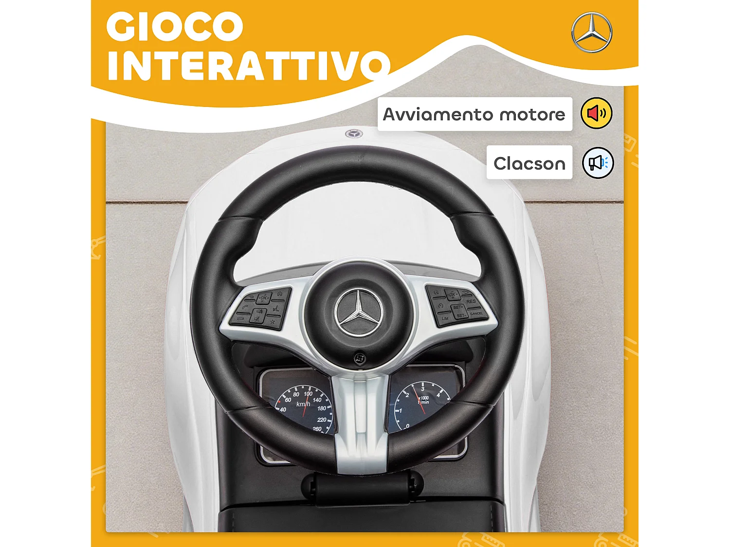 Macchina per bambini con licenza mercedes benz bianco