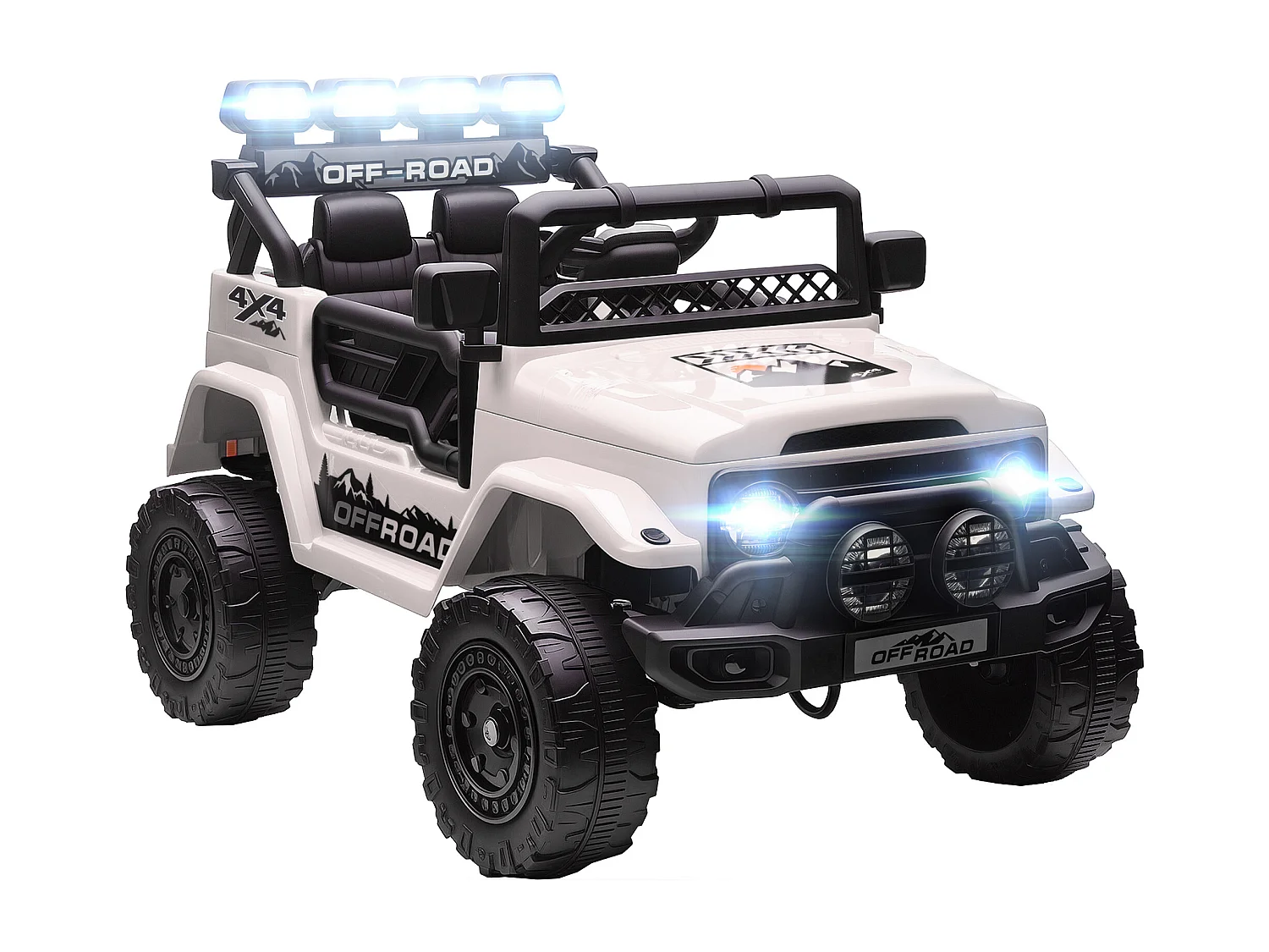 Fuoristrada per bambini con fanali, clacson e cintura bianco