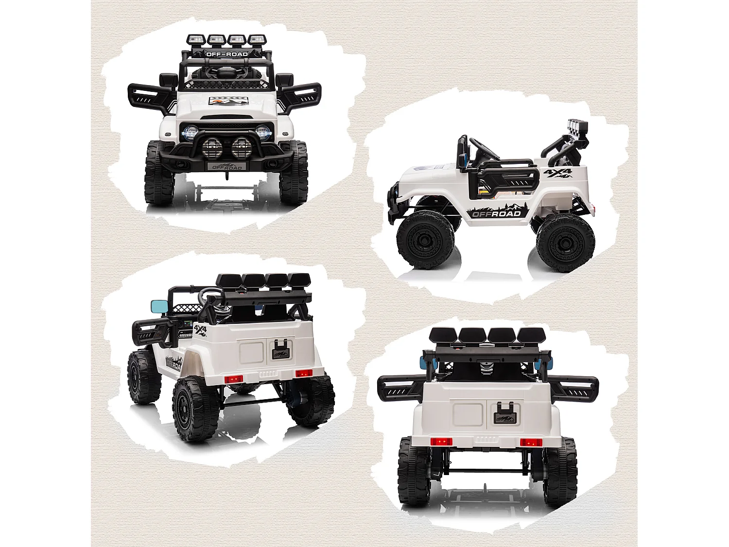 Fuoristrada per bambini con fanali, clacson e cintura bianco