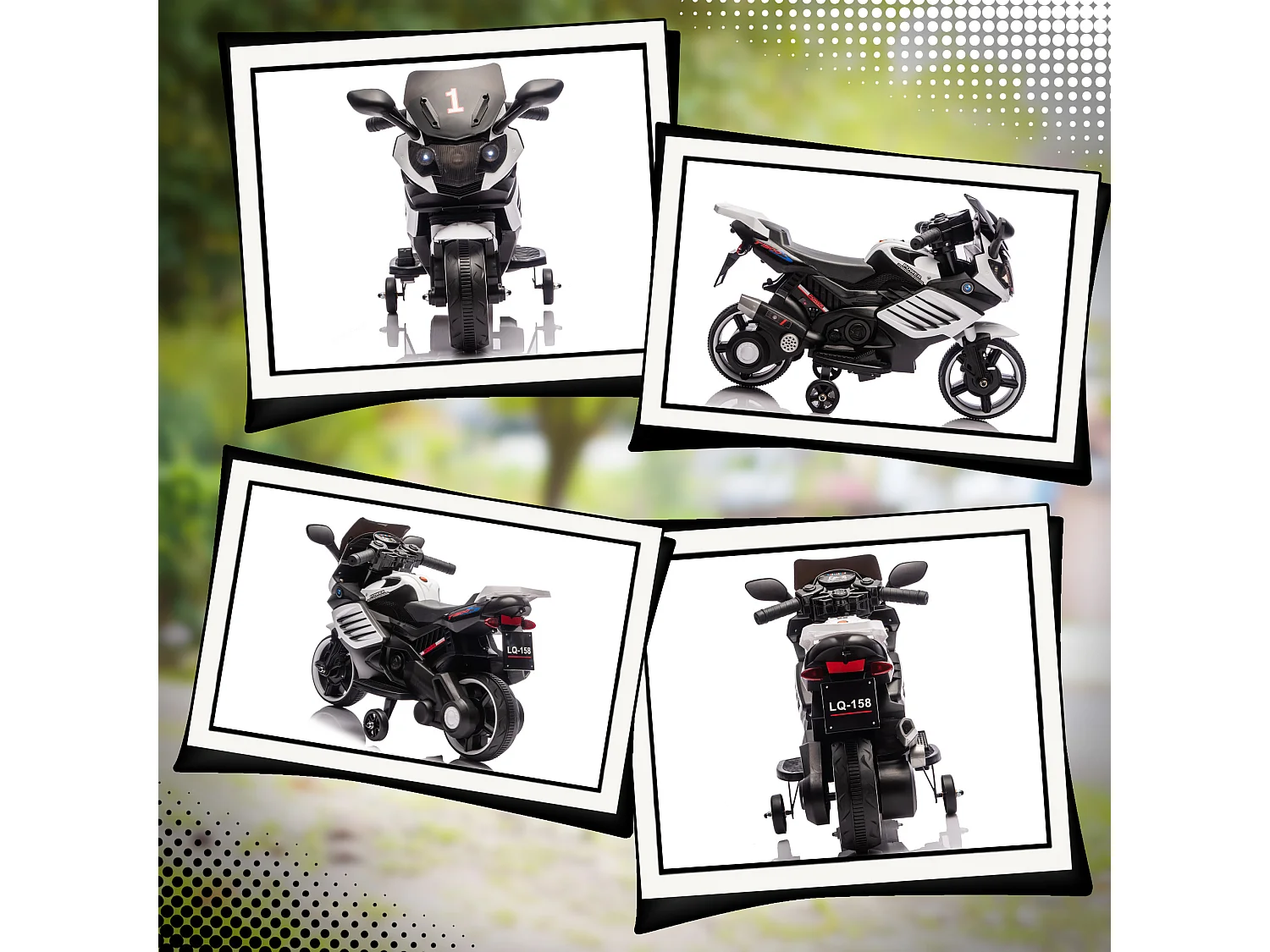 Moto elettrica per bambini 6v con rotelle luci e musica bianco