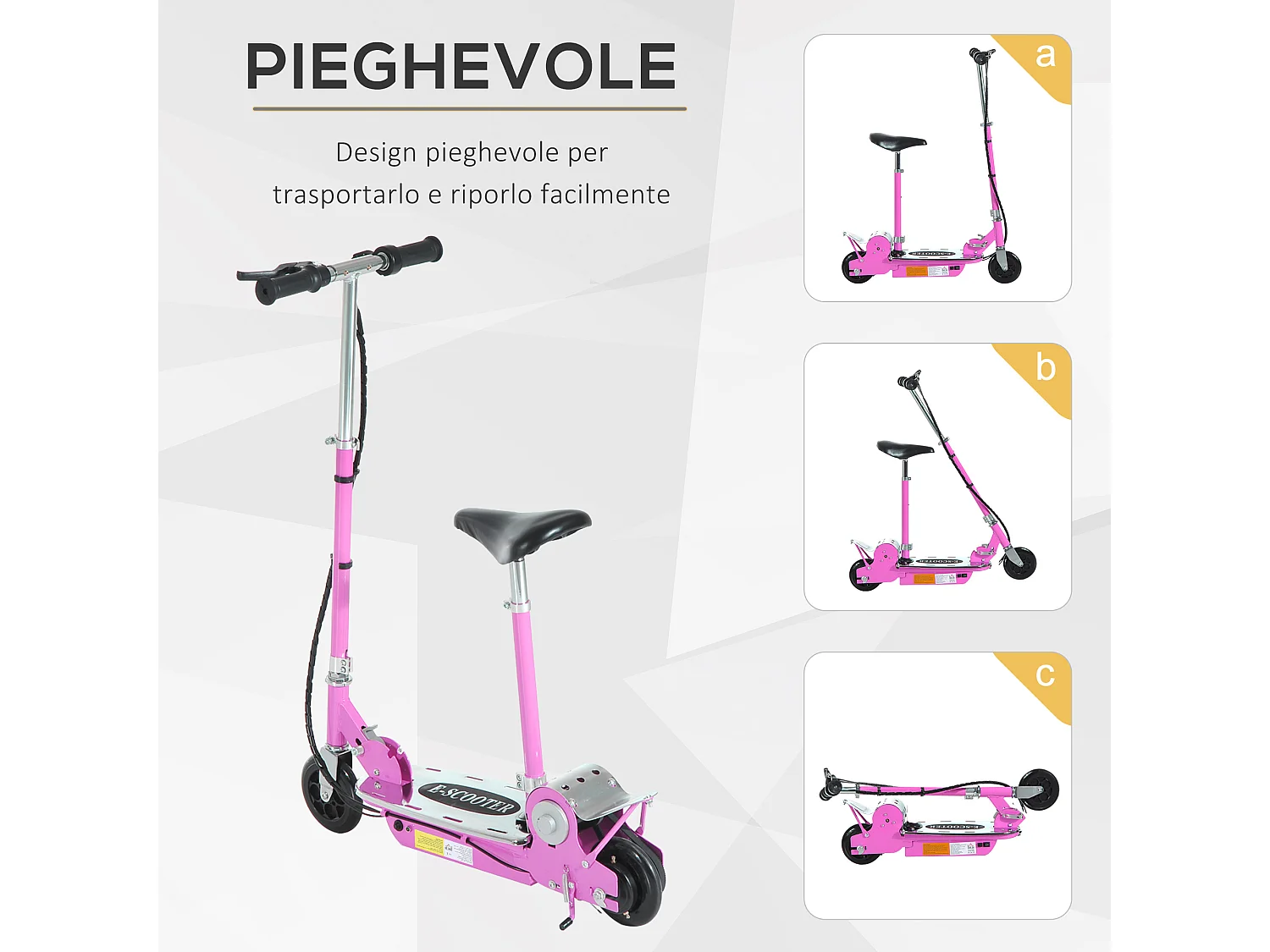 Monopattino elettrico 10km/h con sedile e manubrio regolabile rosa