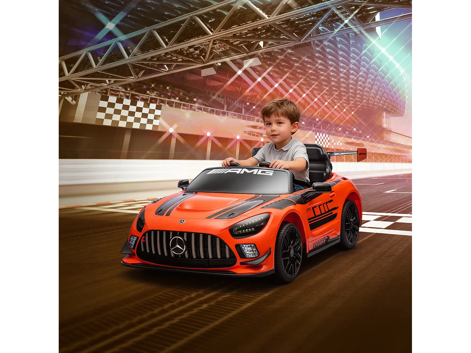 Auto elettrica per bambini 3-8 anni mercedes amg e telecomando arancio