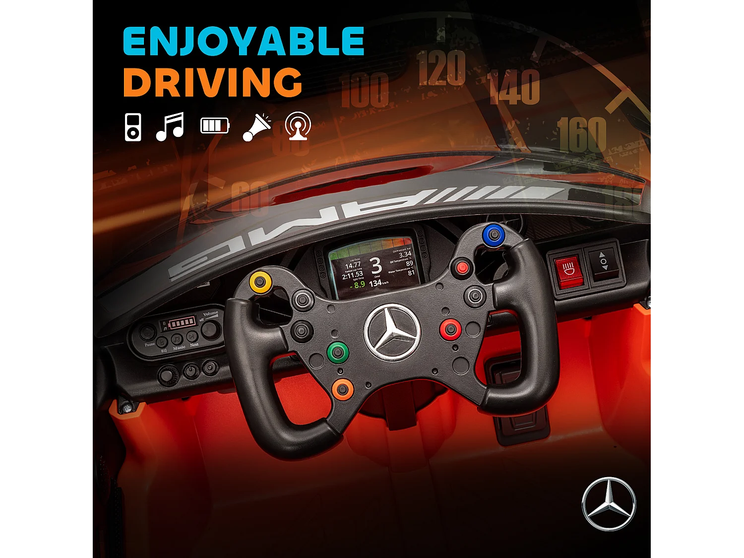 Auto elettrica per bambini 3-8 anni mercedes amg e telecomando arancio