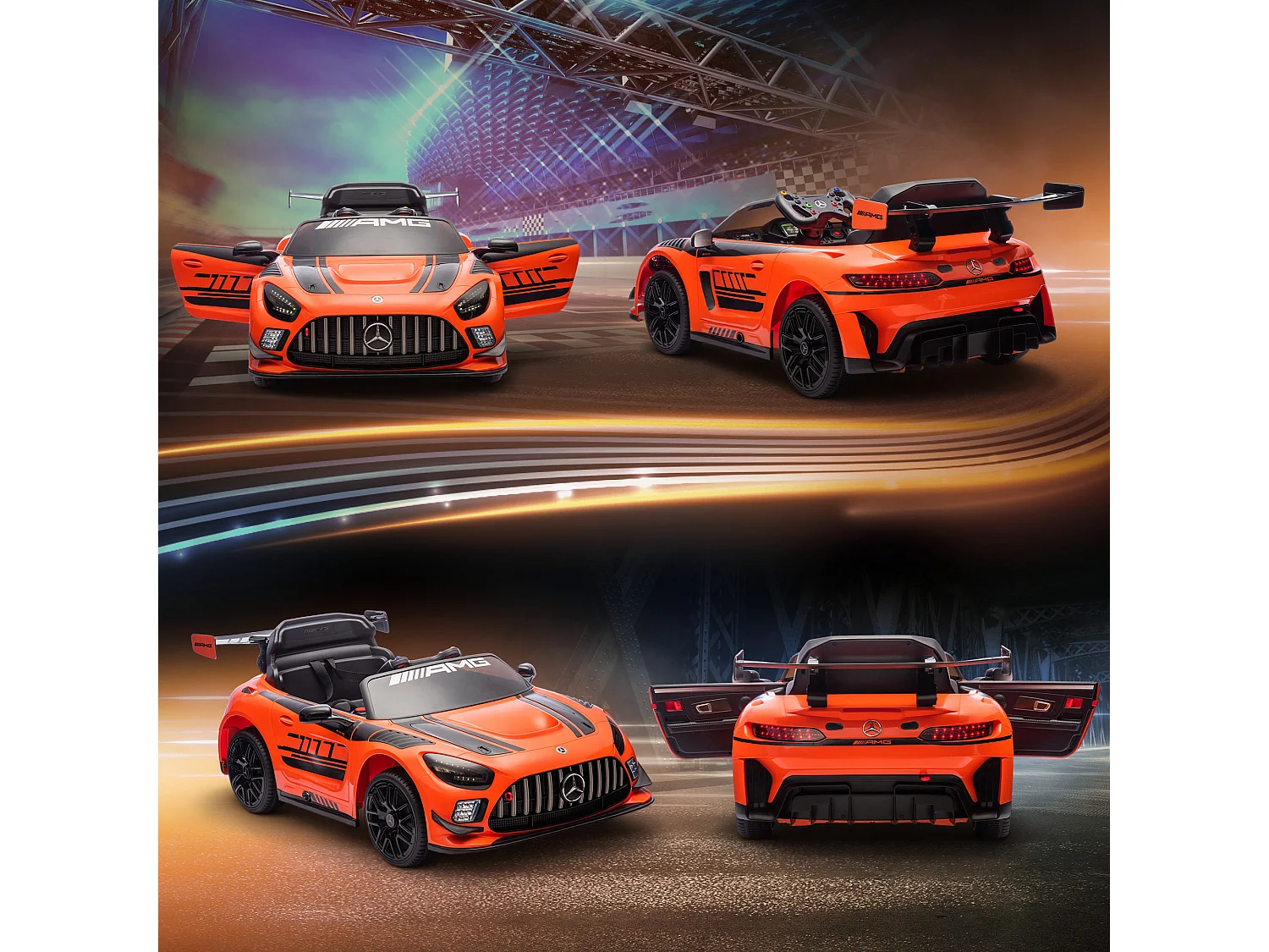 Auto elettrica per bambini 3-8 anni mercedes amg e telecomando arancio
