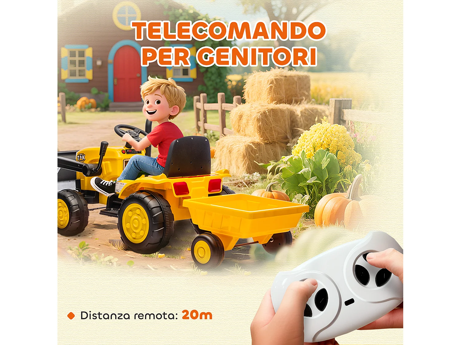 Escavatore per bambini elettrico 12v con benna e telecomando