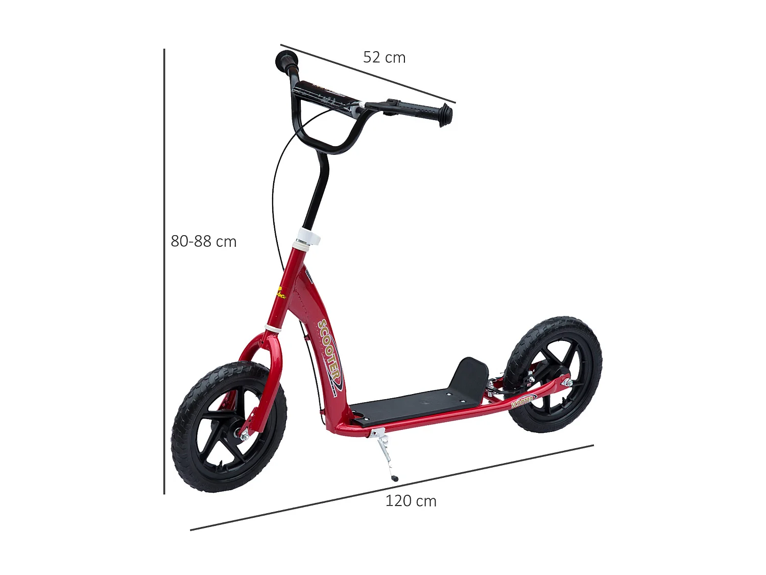 Monopattino per bambini con freno e manubrio regolabile rosso
