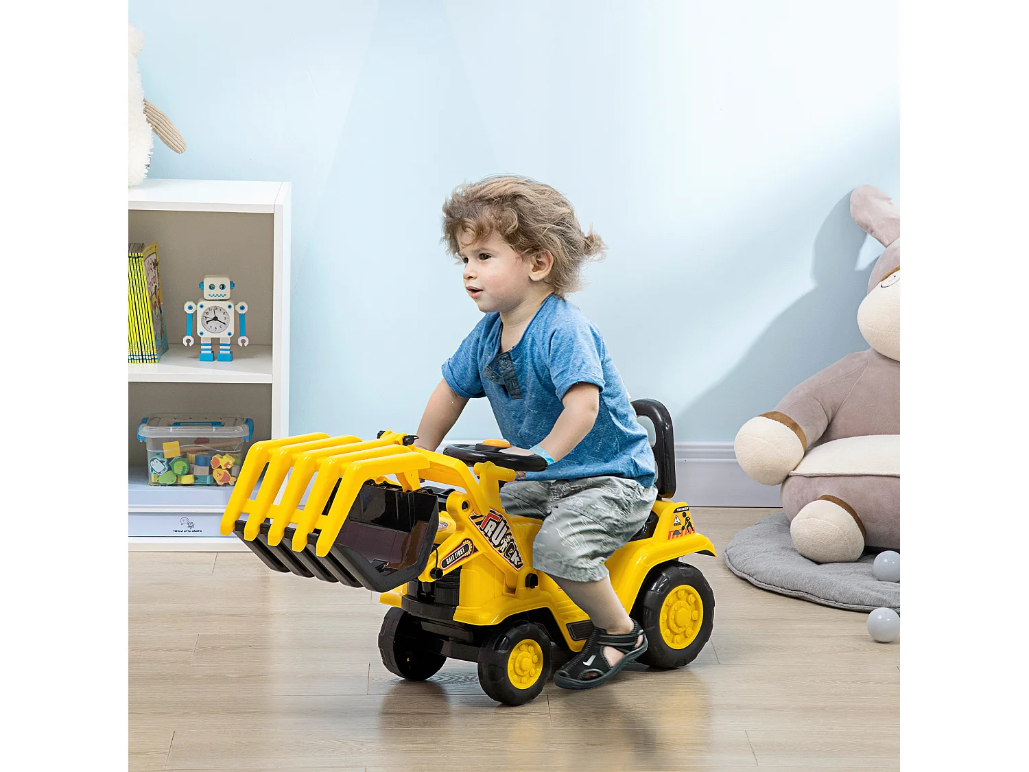 Escavatore a pedali bambini 2-4 anni con spazio portaoggetti