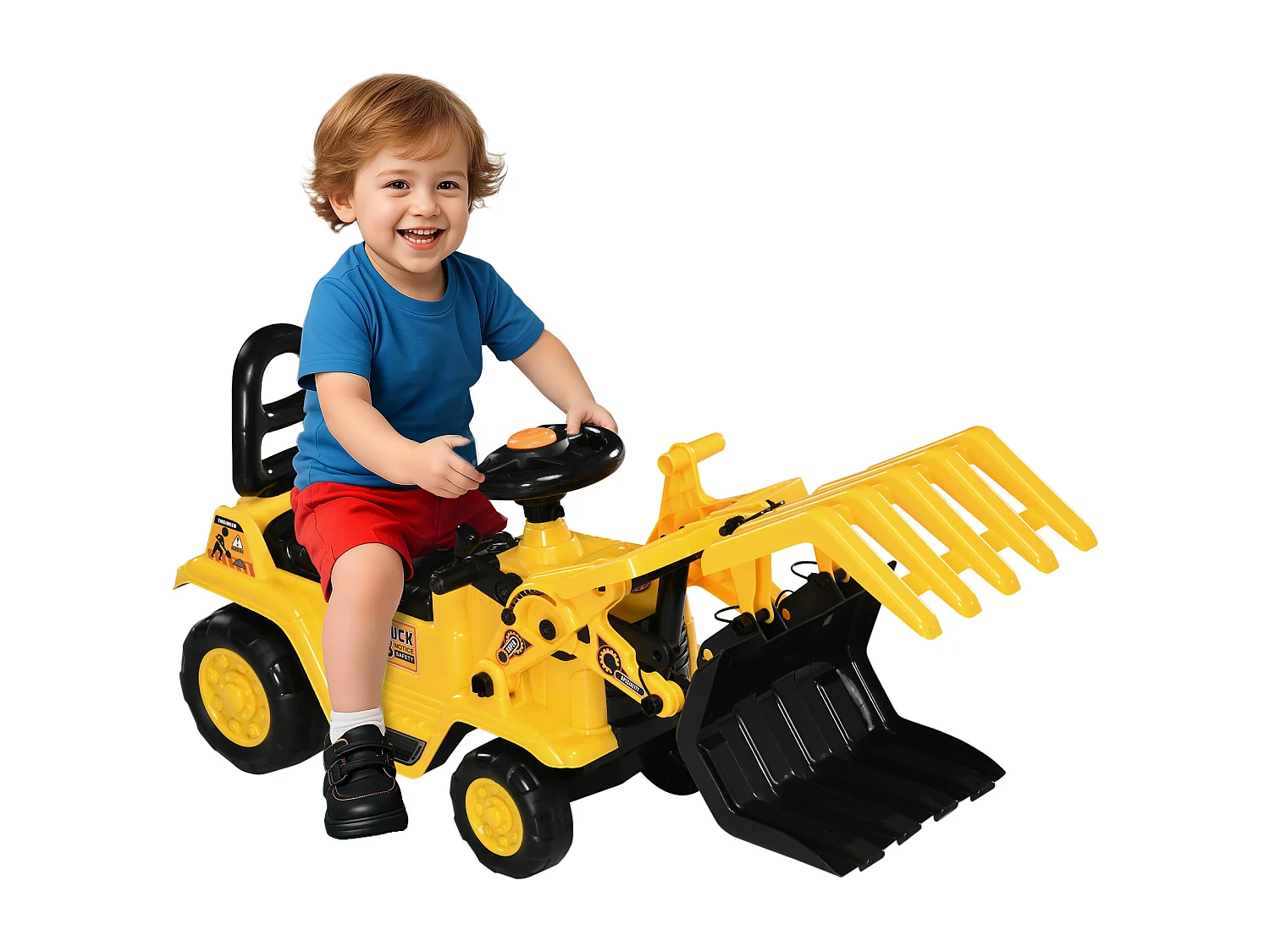 Escavatore a pedali bambini 2-4 anni con spazio portaoggetti