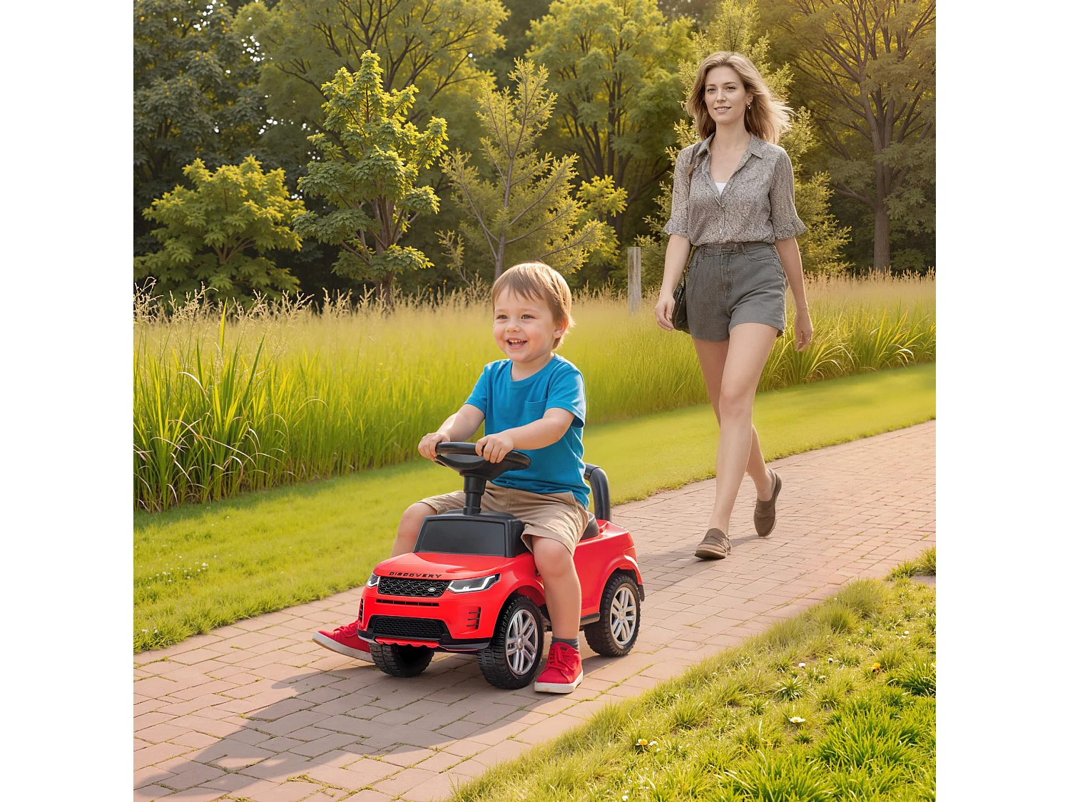 Macchina per bambini con licenza land rover discovery rosso