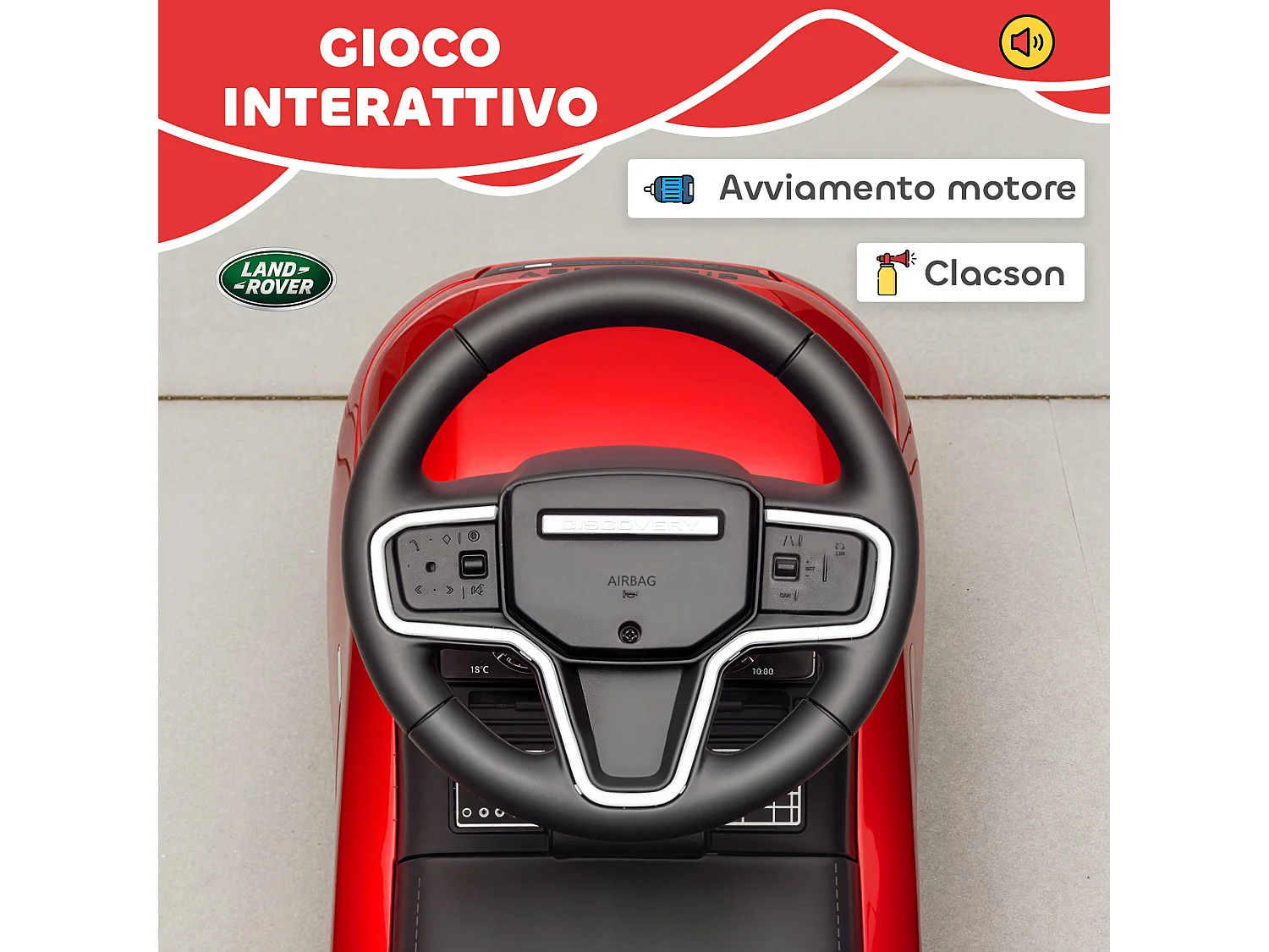 Macchina per bambini con licenza land rover discovery rosso