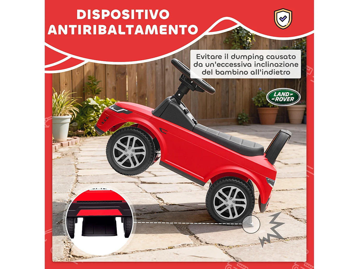 Macchina per bambini con licenza land rover discovery rosso
