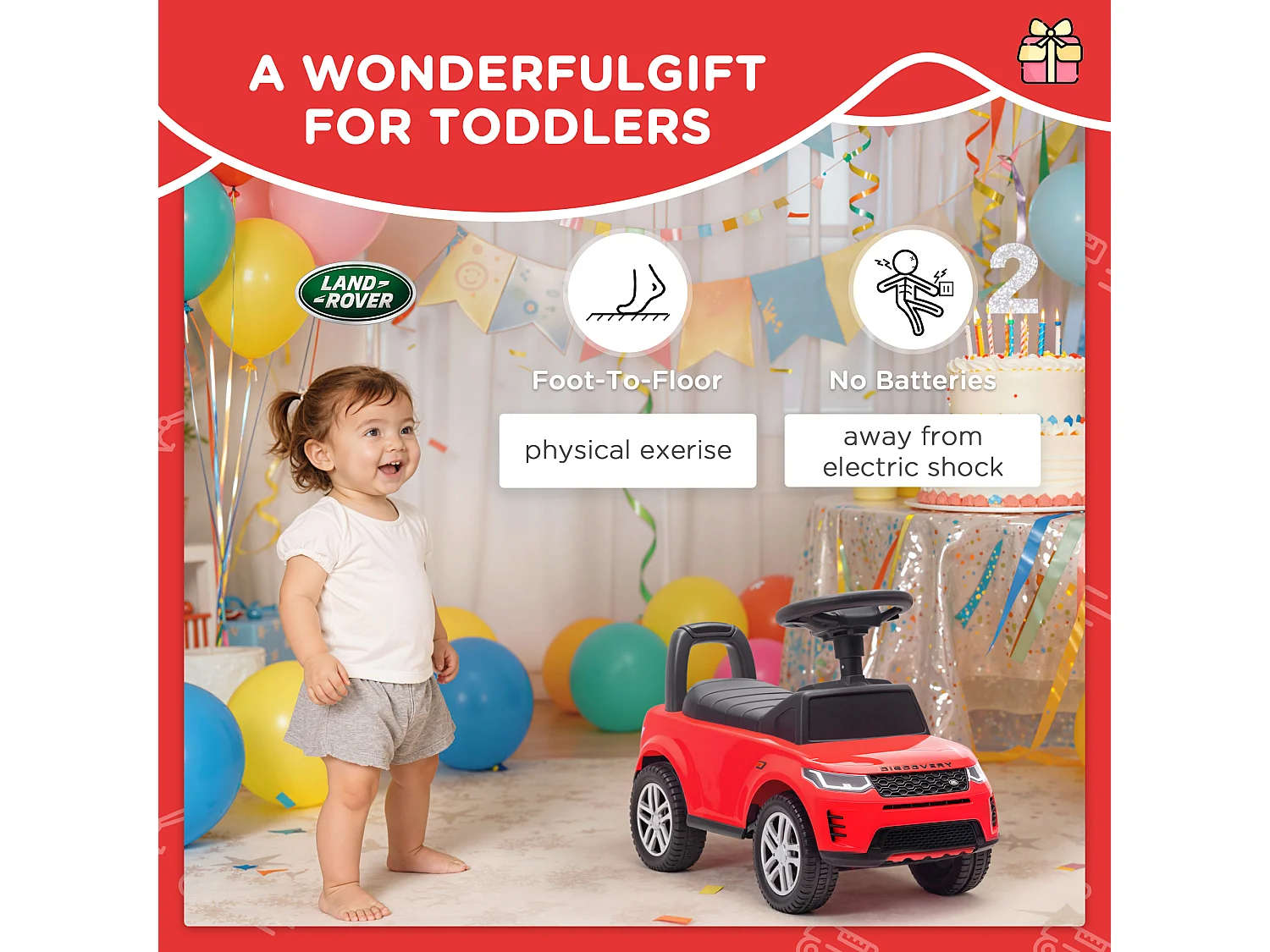 Macchina per bambini con licenza land rover discovery rosso