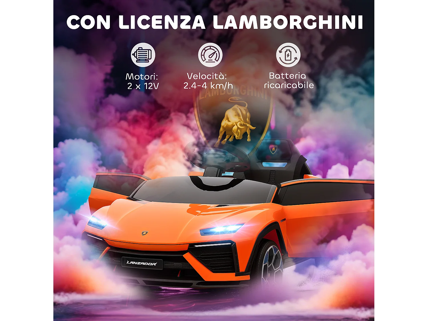 Macchina elettrica bambini licenza lamborghini 101.5x49x43 cm arancio