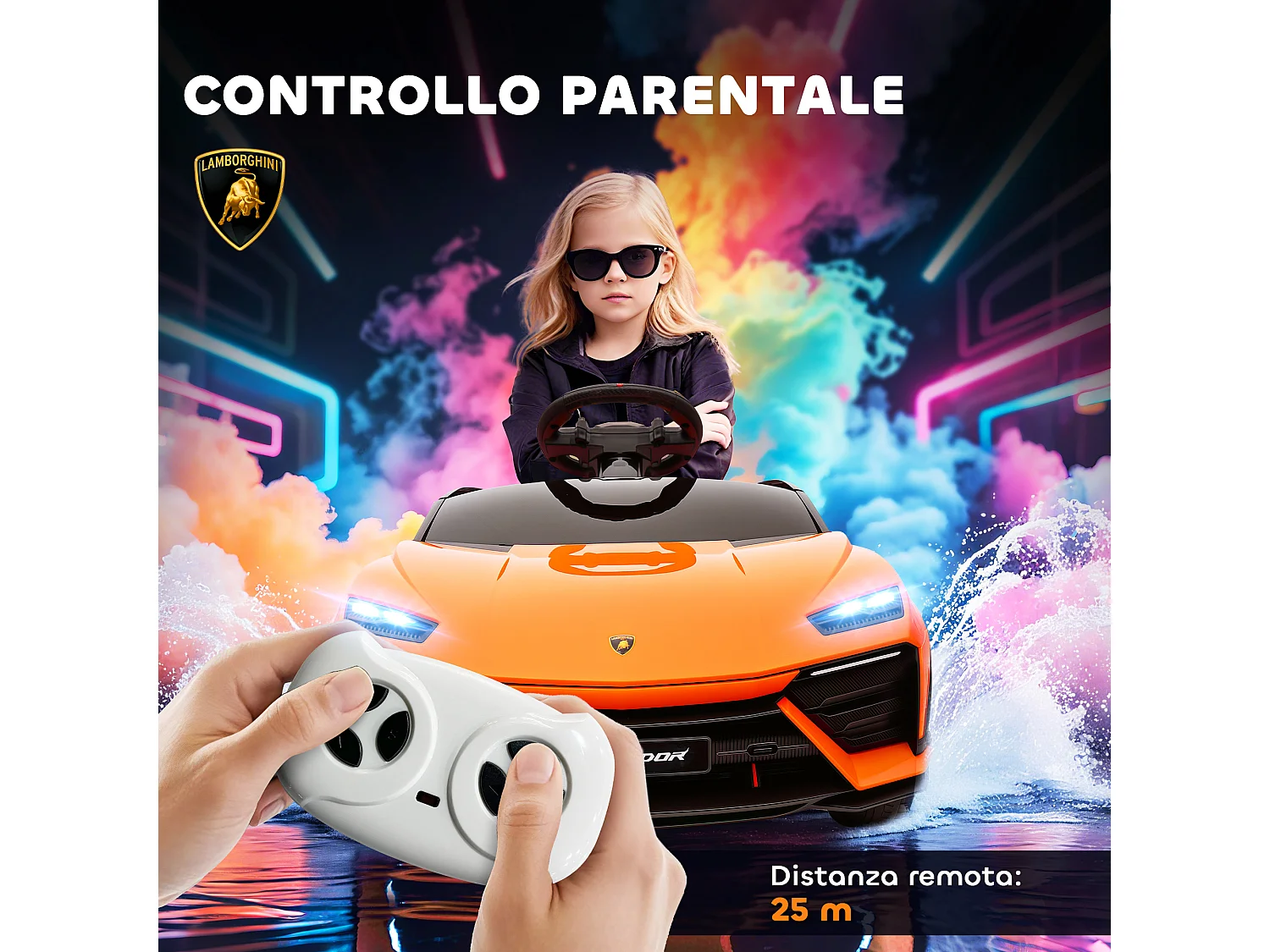 Macchina elettrica bambini licenza lamborghini 101.5x49x43 cm arancio
