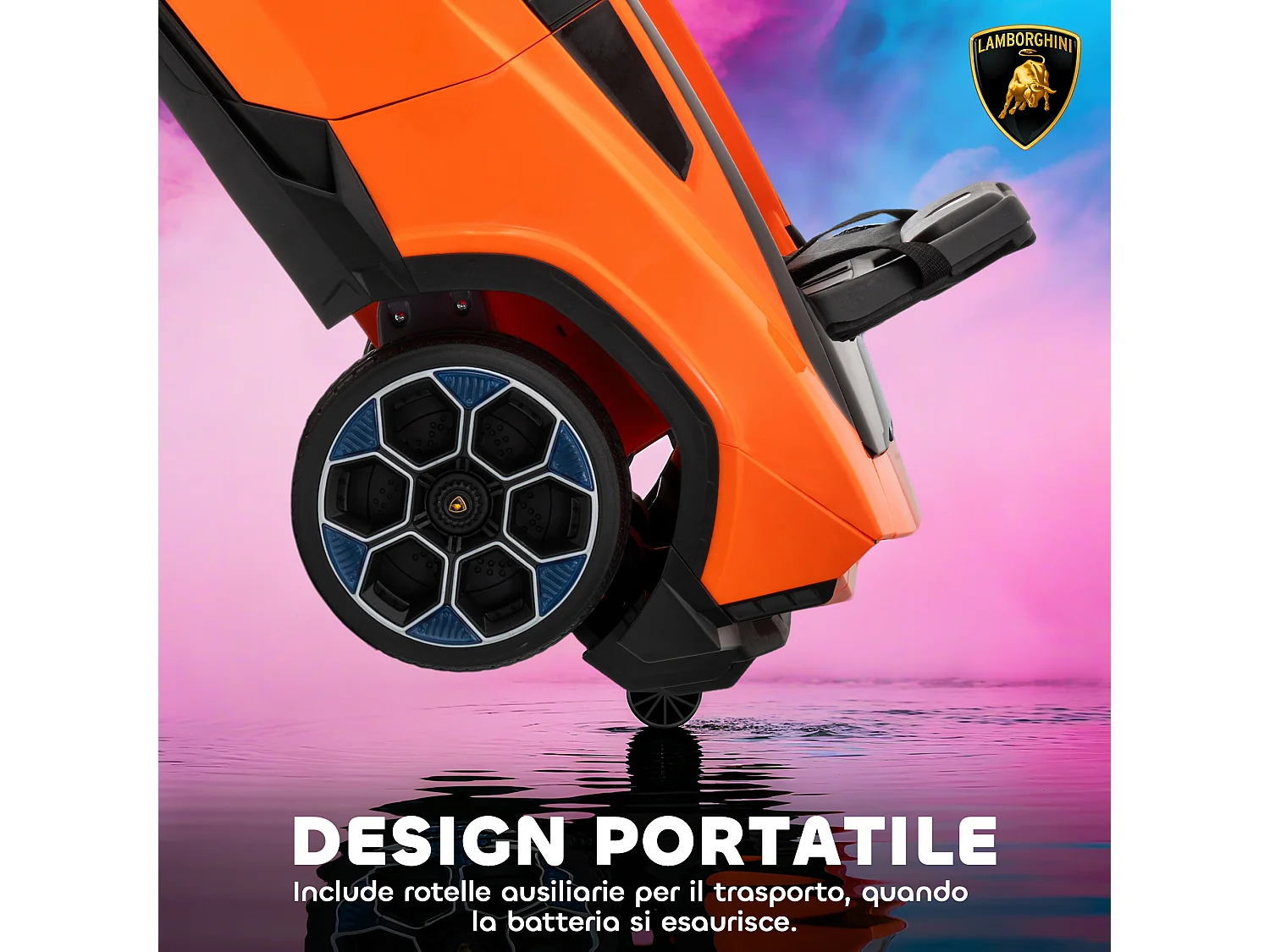 Macchina elettrica bambini licenza lamborghini 101.5x49x43 cm arancio