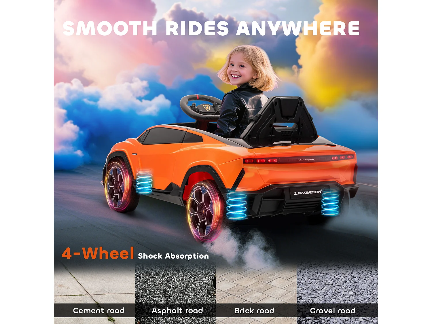 Macchina elettrica bambini licenza lamborghini 101.5x49x43 cm arancio