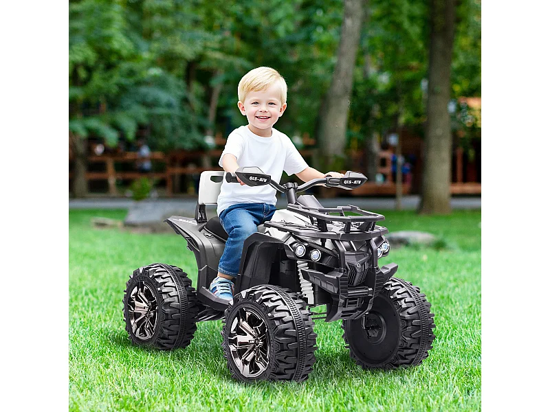 Quad elettrico per bambini 12v fari e attacco usb per musica bianco