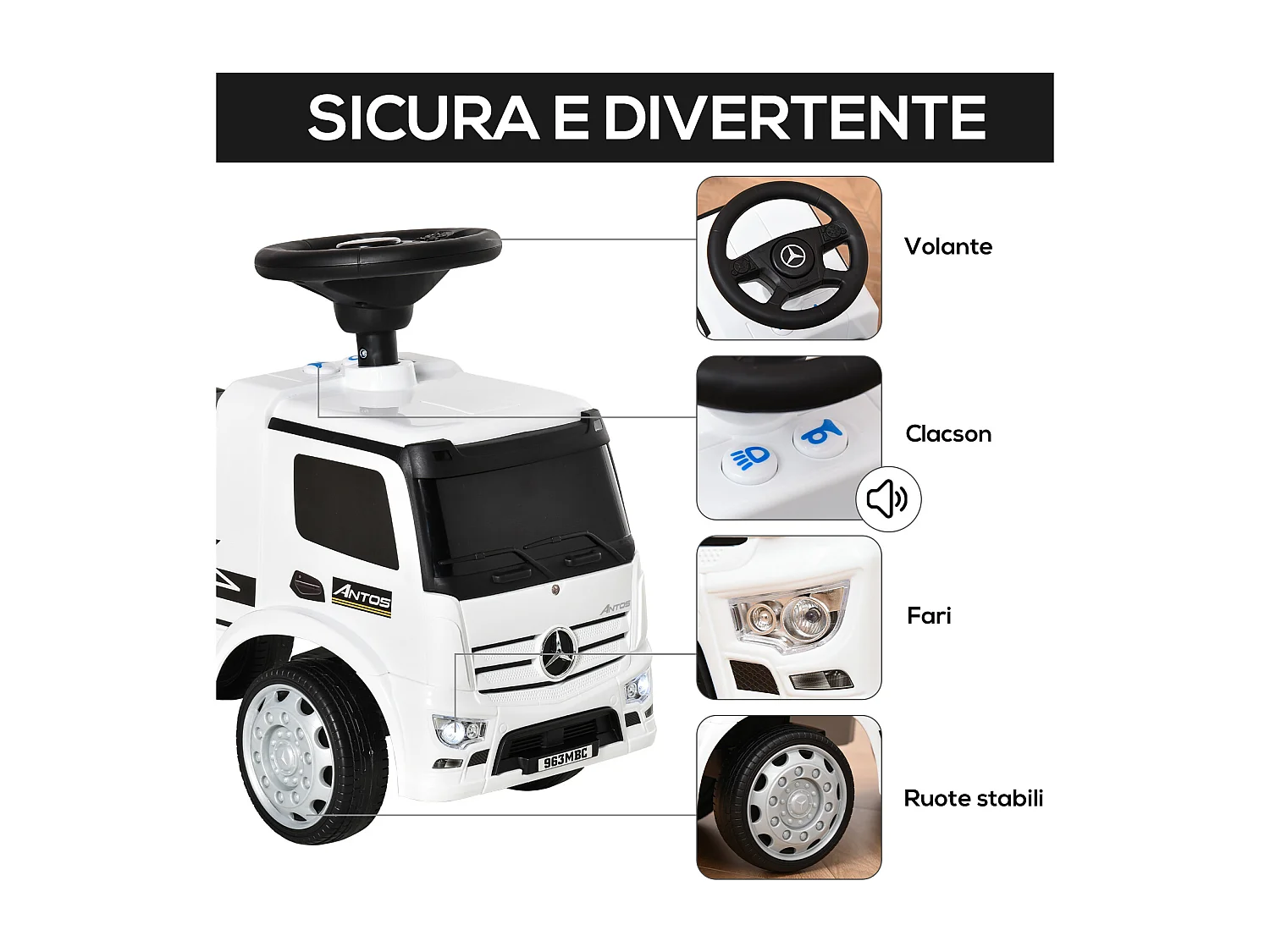 Macchina cavalcabile mercedes bimbi 12-36 mesi con fari e suoni