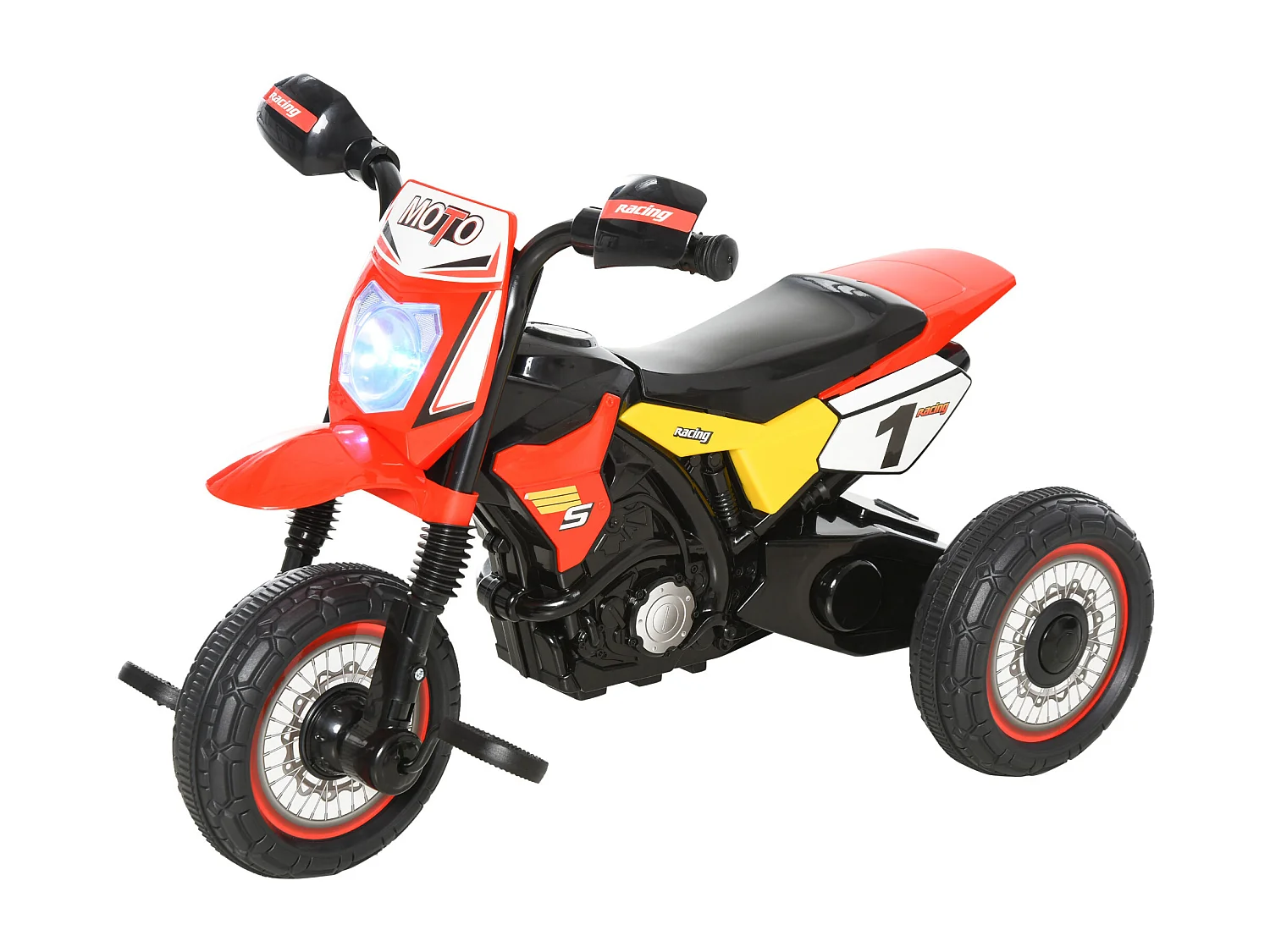 Triciclo stile moto per bambini a pedali luci suoni 71x40x51cm