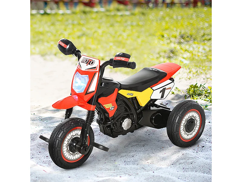 Triciclo stile moto per bambini a pedali luci suoni 71x40x51cm
